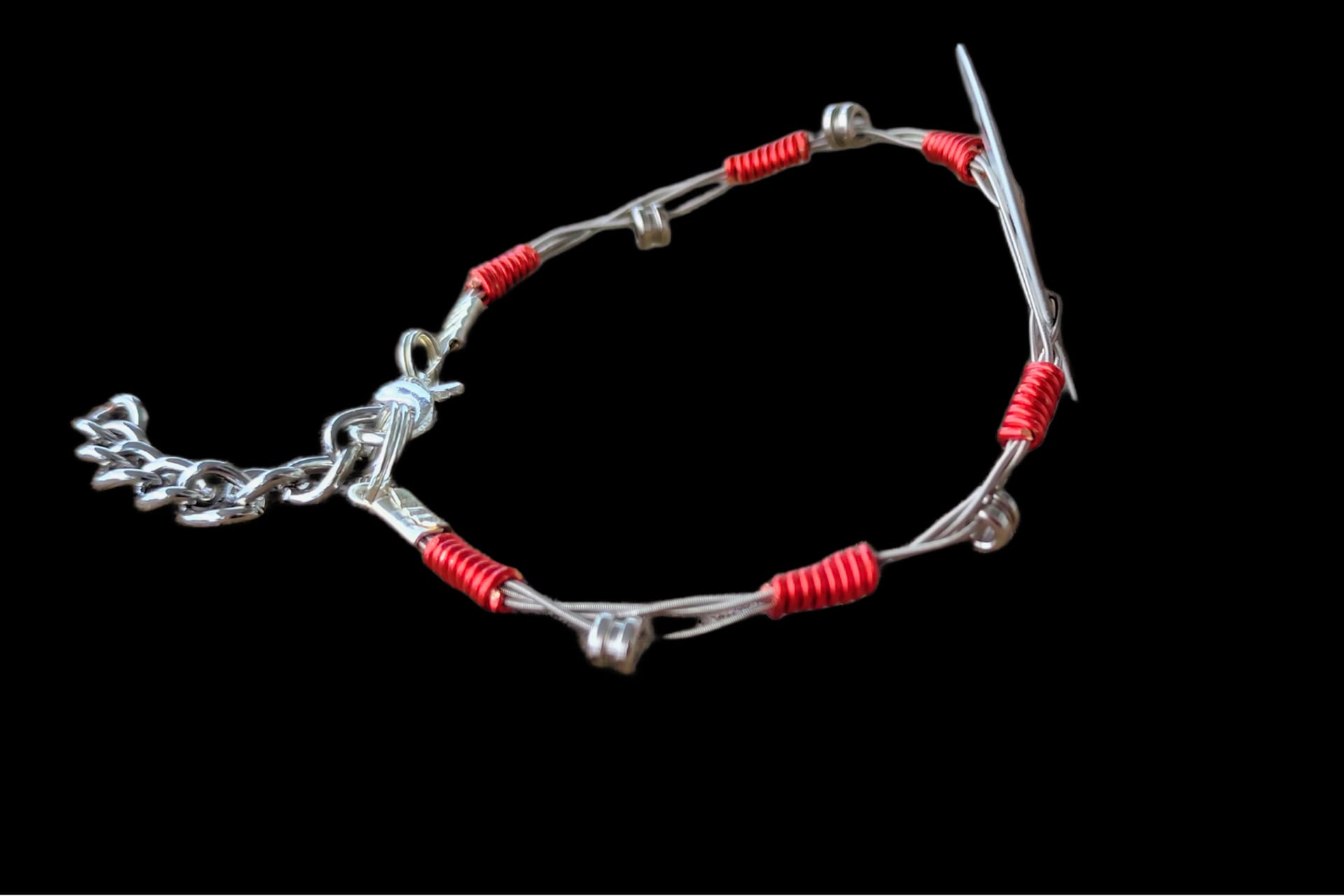 ACDC Volt Guitar String Bracelet in Grey and Red - Image 3