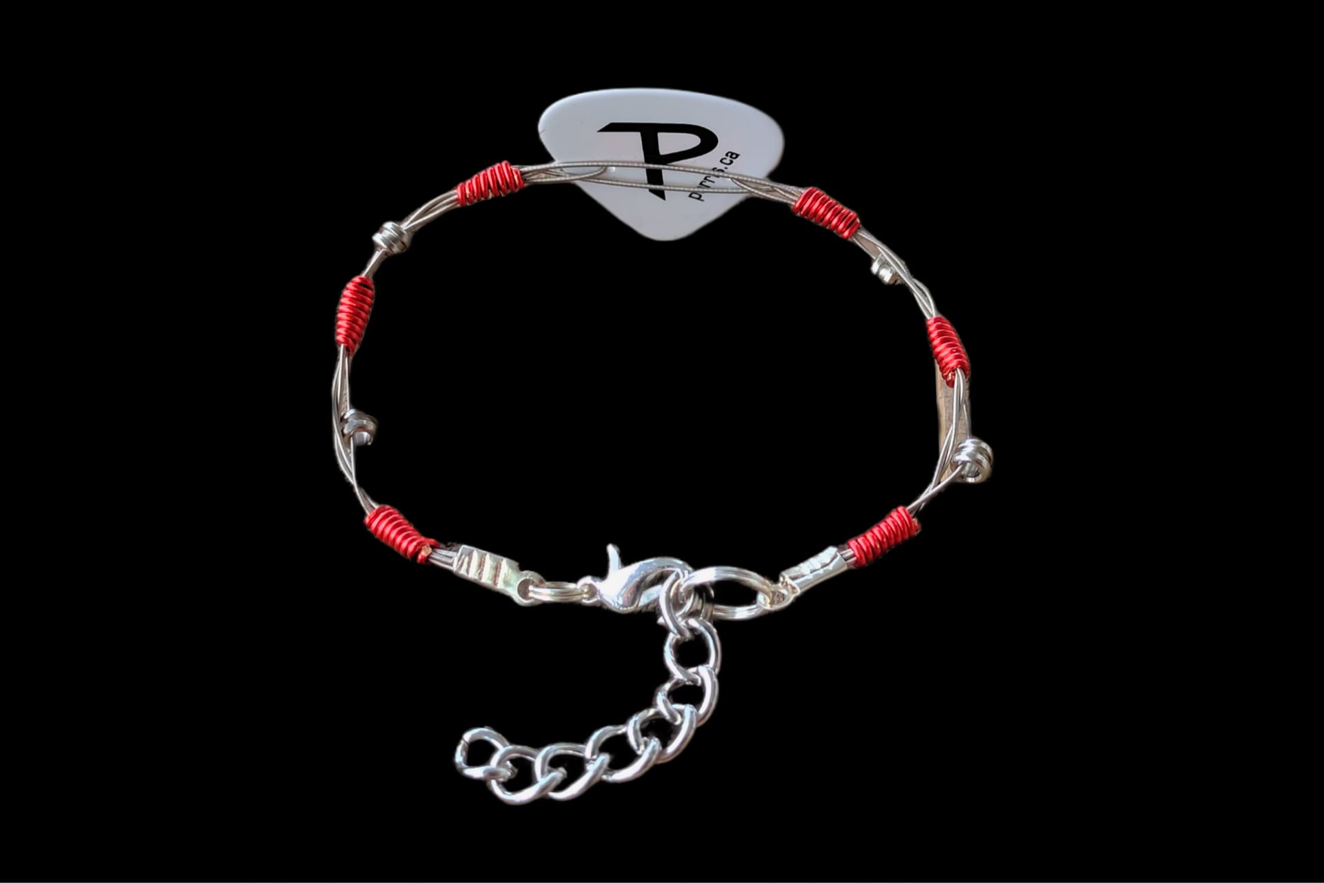 ACDC Volt Guitar String Bracelet in Grey and Red - Image 4