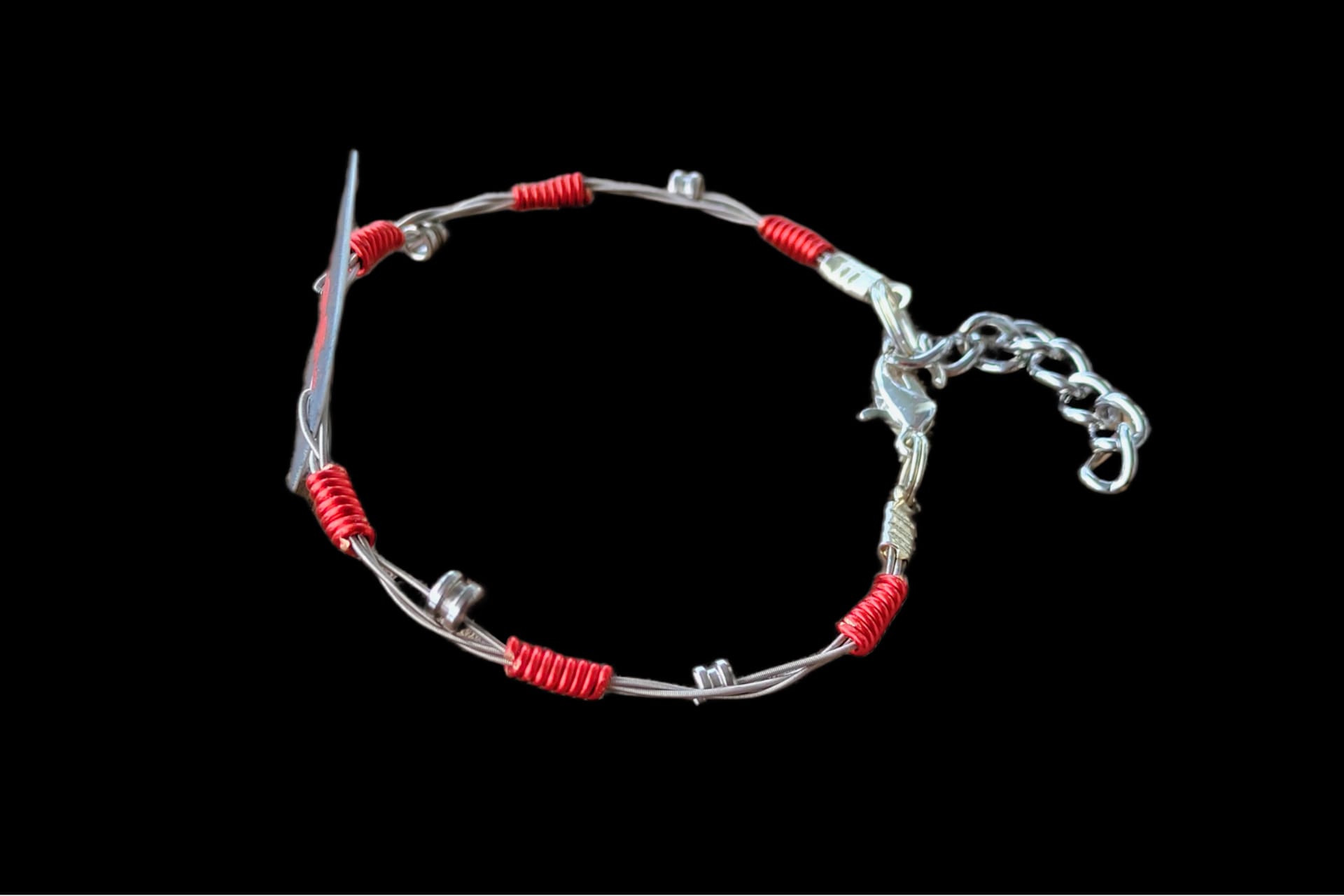 ACDC Volt Guitar String Bracelet in Grey and Red - Image 5
