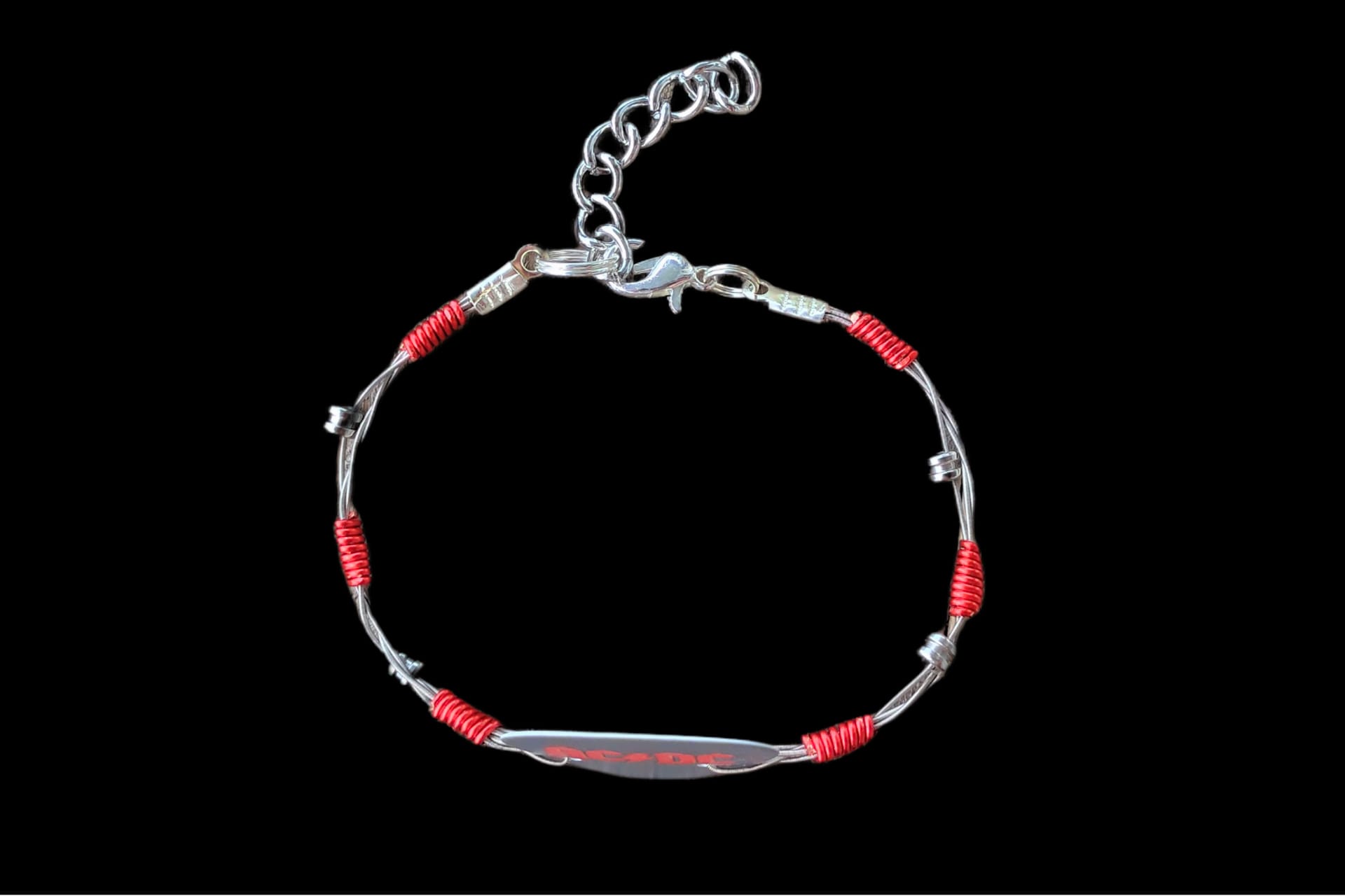 ACDC Volt Guitar String Bracelet in Grey and Red - Image 6
