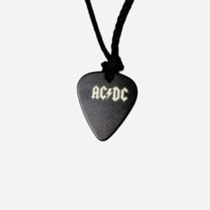 ACDC "Back in Black" Guitar Pick Necklace -Volt White