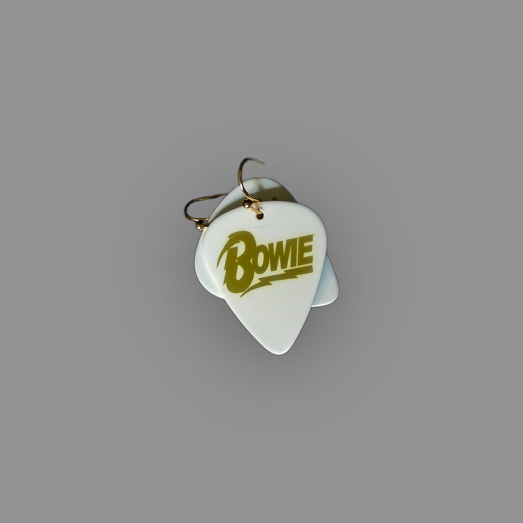 David Bowie Gold Logo Guitar Pick Earrings - Image 11