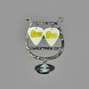 David Bowie Gold Logo Guitar Pick Earrings