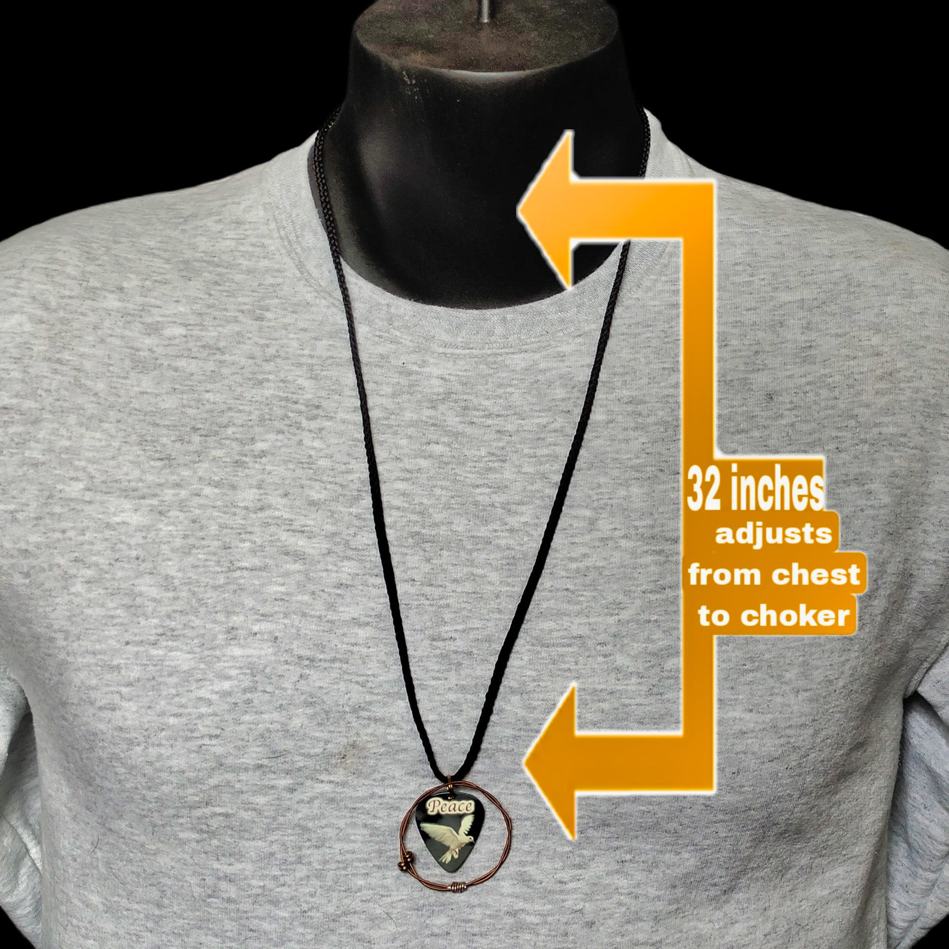 "Peace Dove" Guitar String Necklace - Image 3