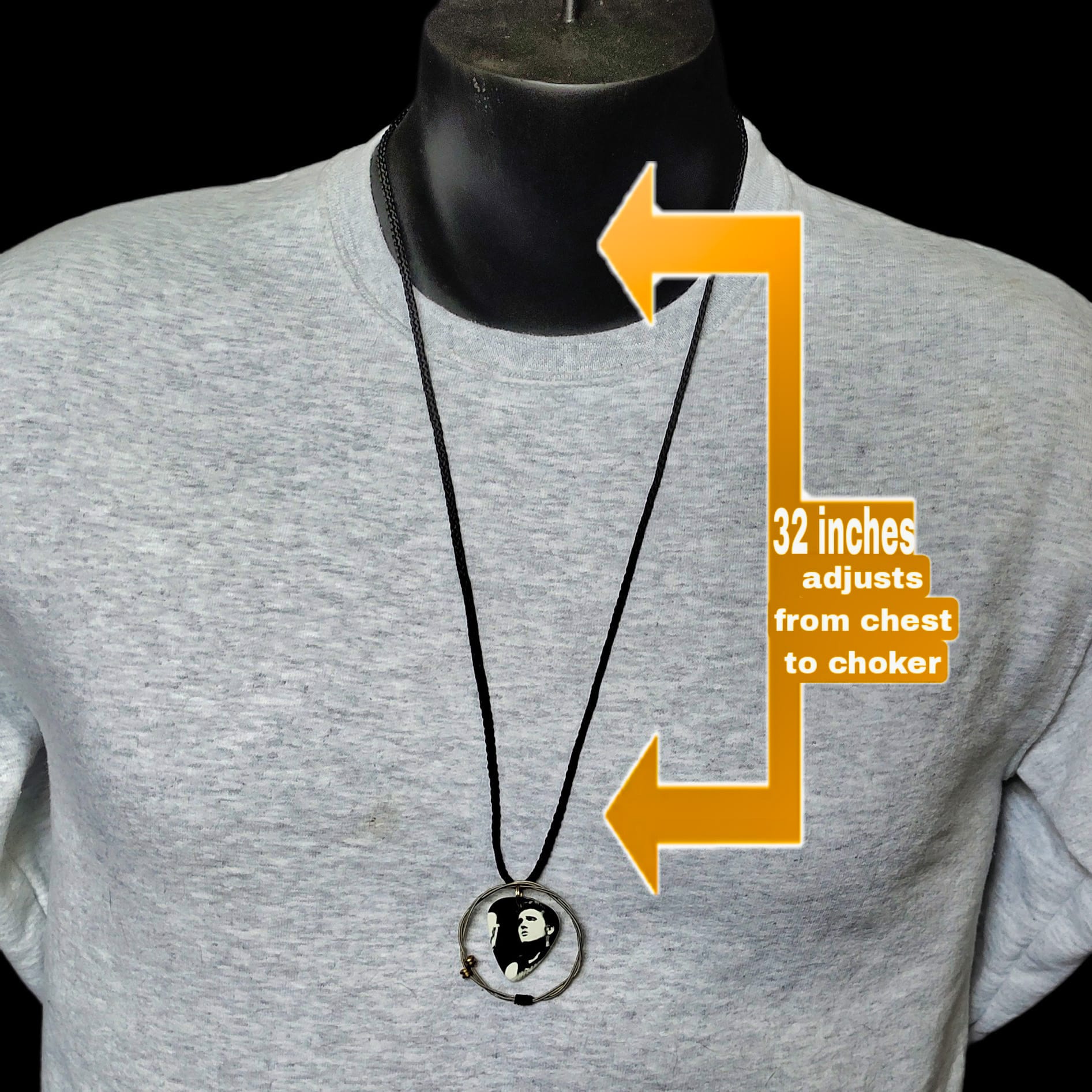Elvis Presley Guitar String Necklace "Black N' White Portrait" - Image 3