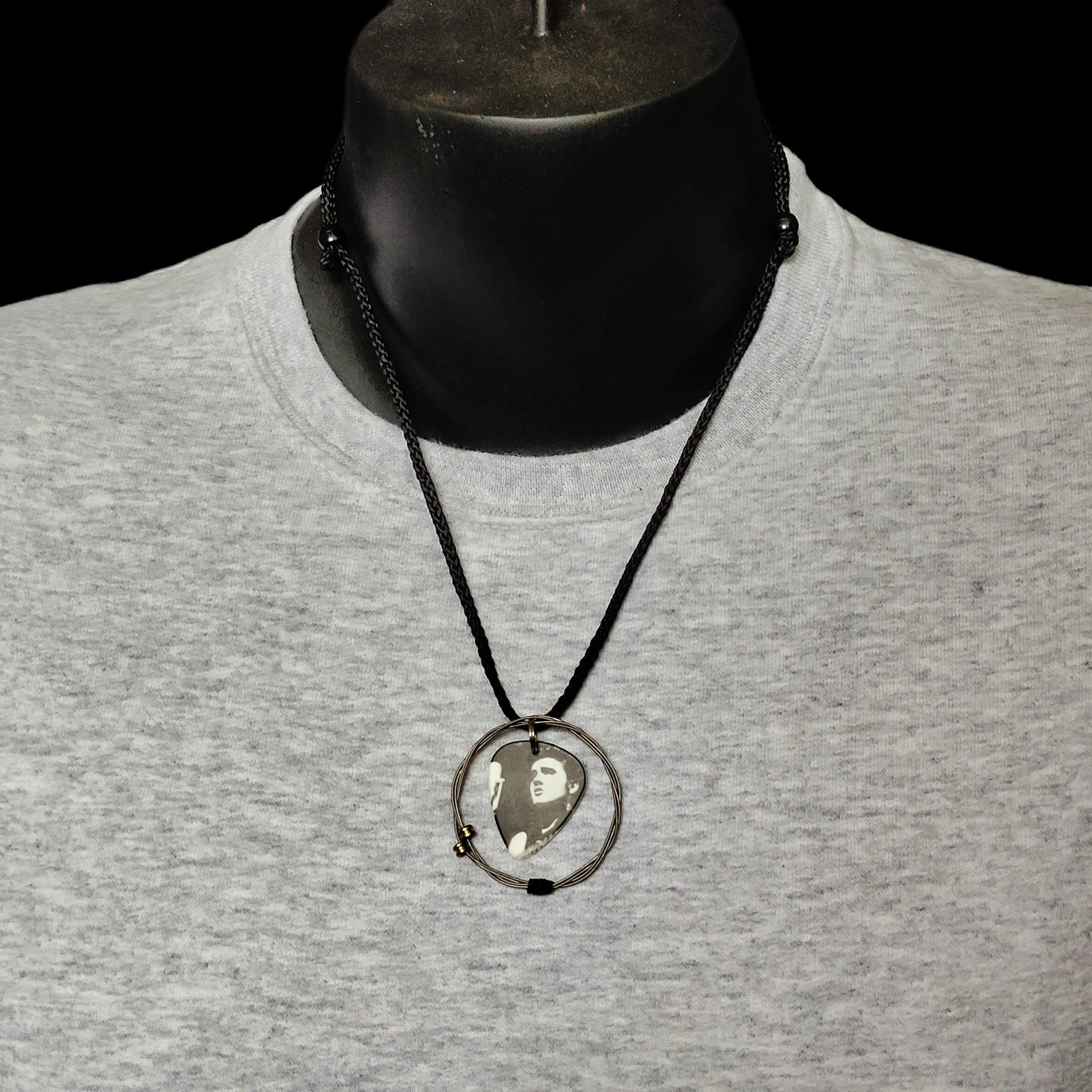 Elvis Presley Guitar String Necklace "Black N' White Portrait" - Image 4