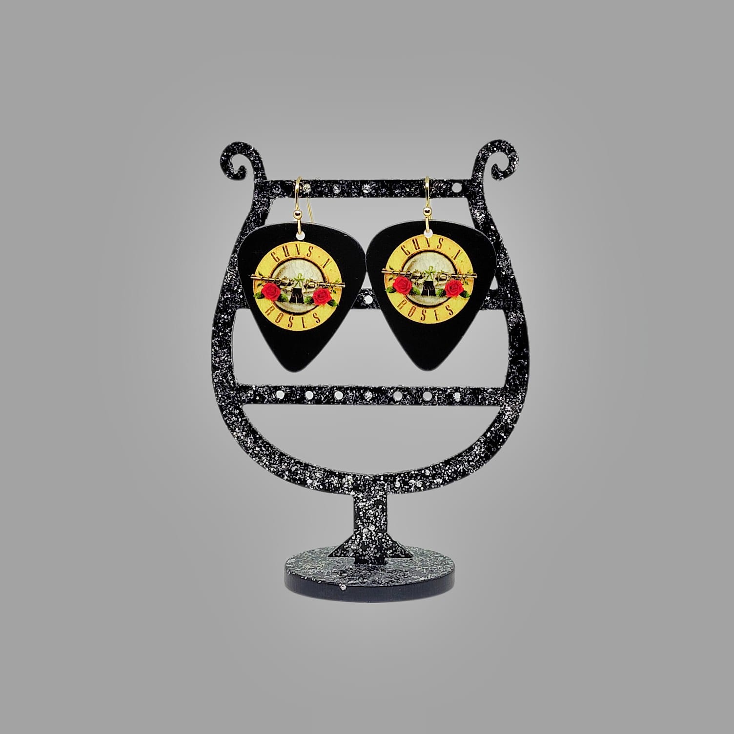 Guns N' Roses Logo Guitar Pick Earrings - Image 7