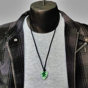 Grateful Dead Bear Guitar Pick Necklace in Green and Blue