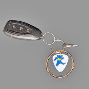 Grateful Dead Bear Guitar String Keychain in Blue and Green