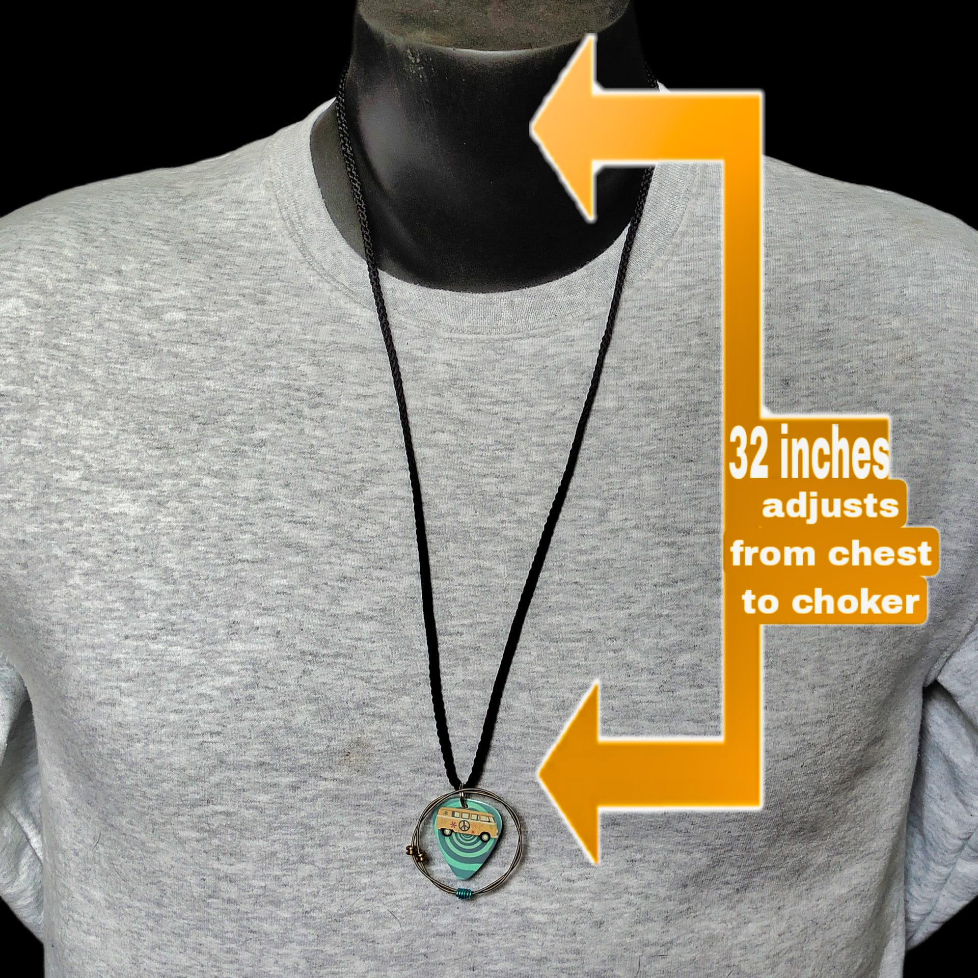 "Hippie Bus" Guitar String Necklace - Image 3