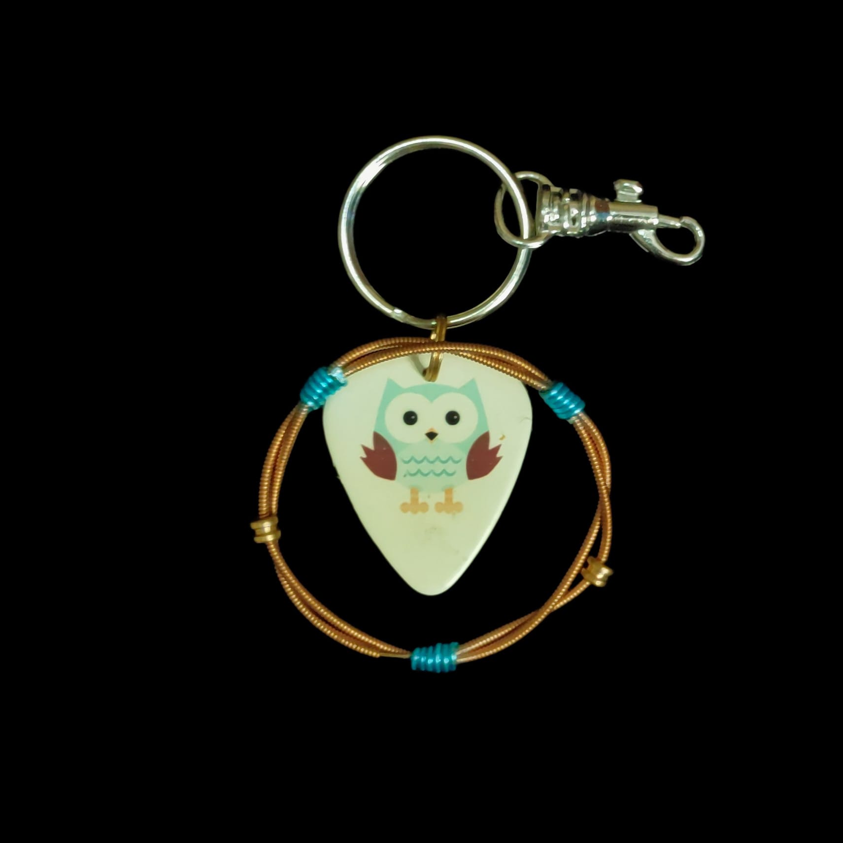 Owl Guitar String Keychain