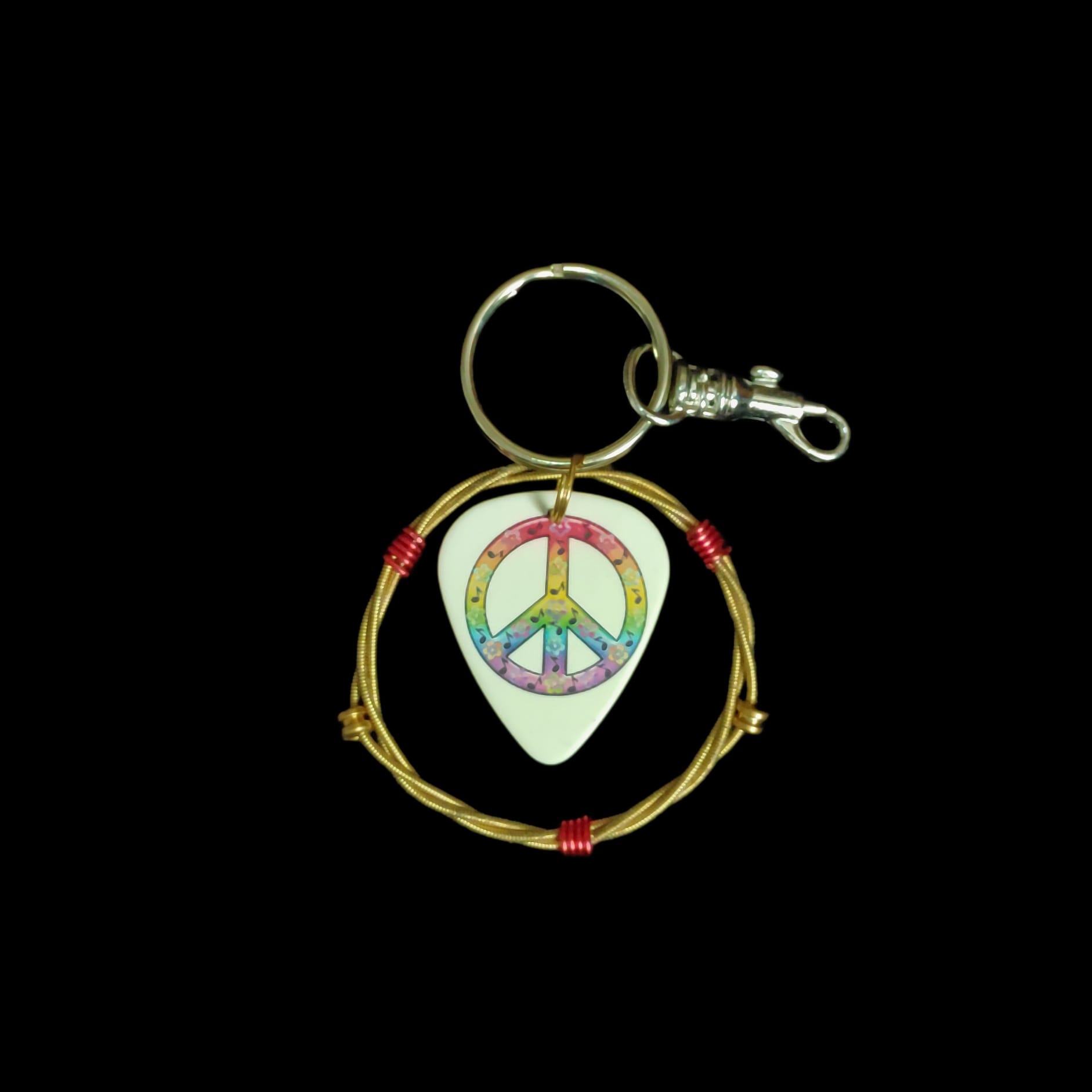 Peace Sign Guitar String Keychain
