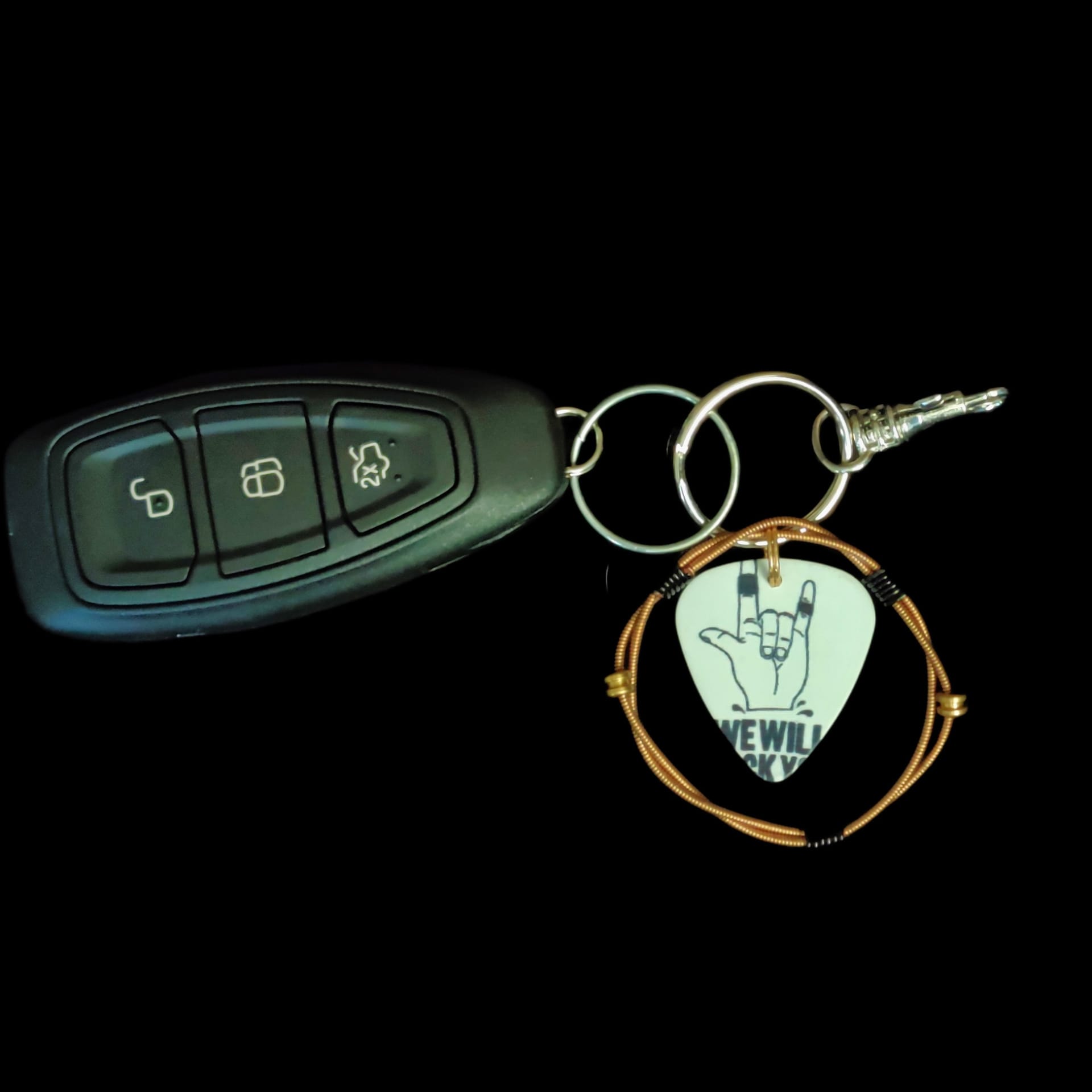 "We Will Rock You" Guitar String Keychain - Image 3