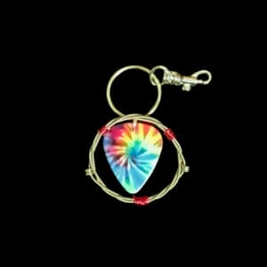 Tie-Dye Guitar String Keychain in Orange
