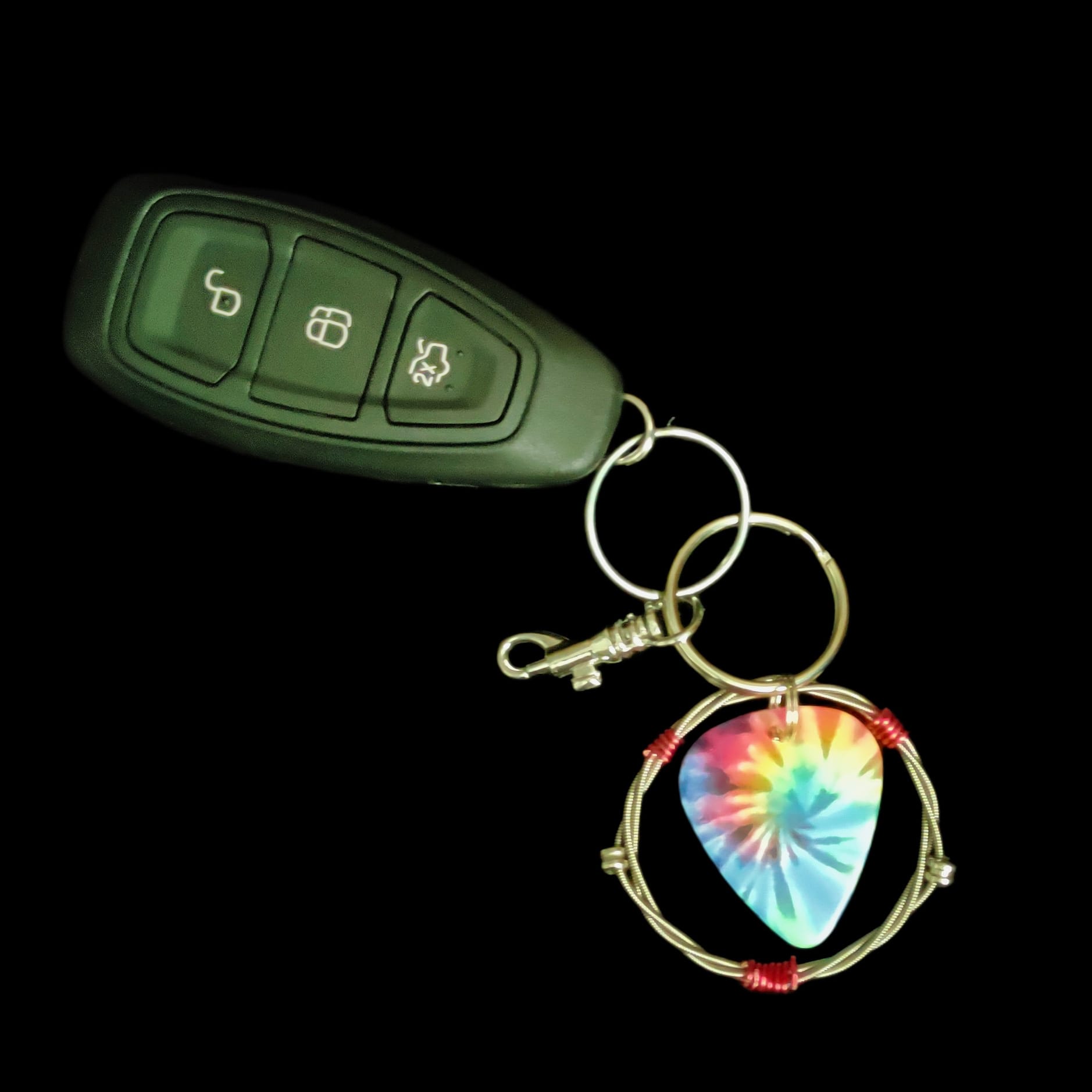 Tie-Dye Guitar String Keychain in Orange - Image 4