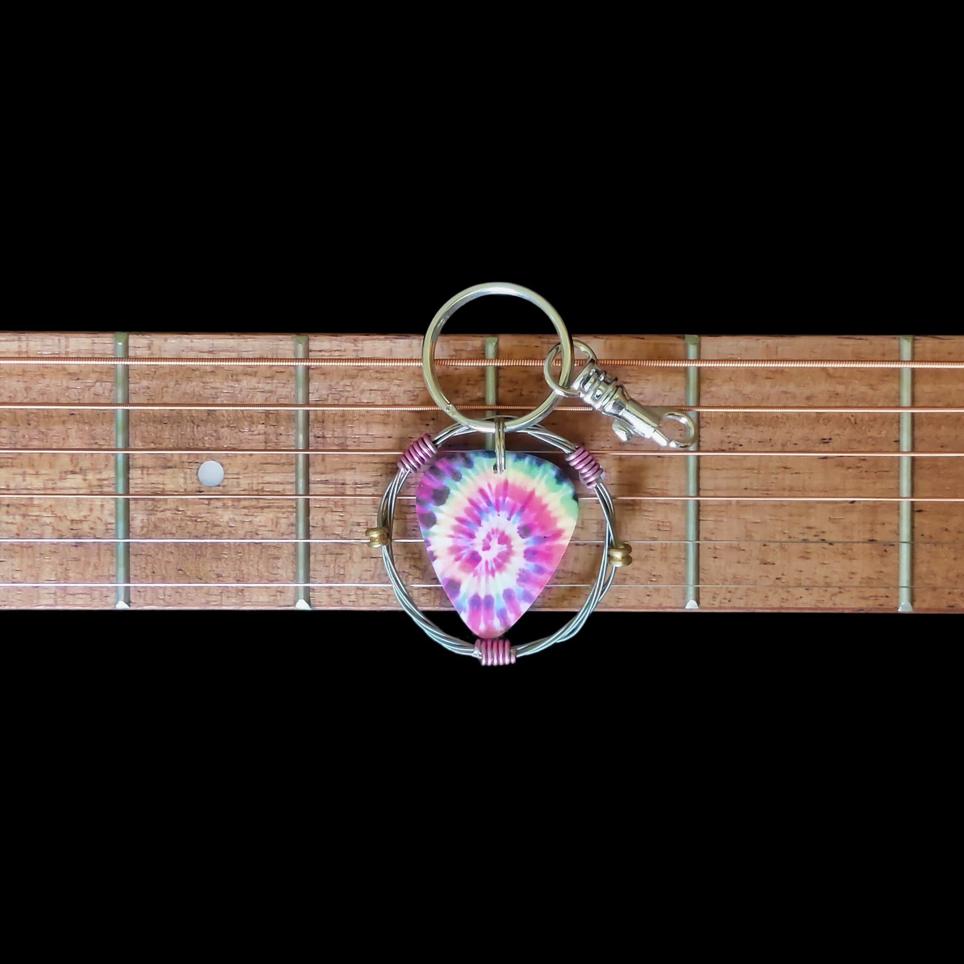 Spiral Tie-Dye Guitar String Keychain - Image 5