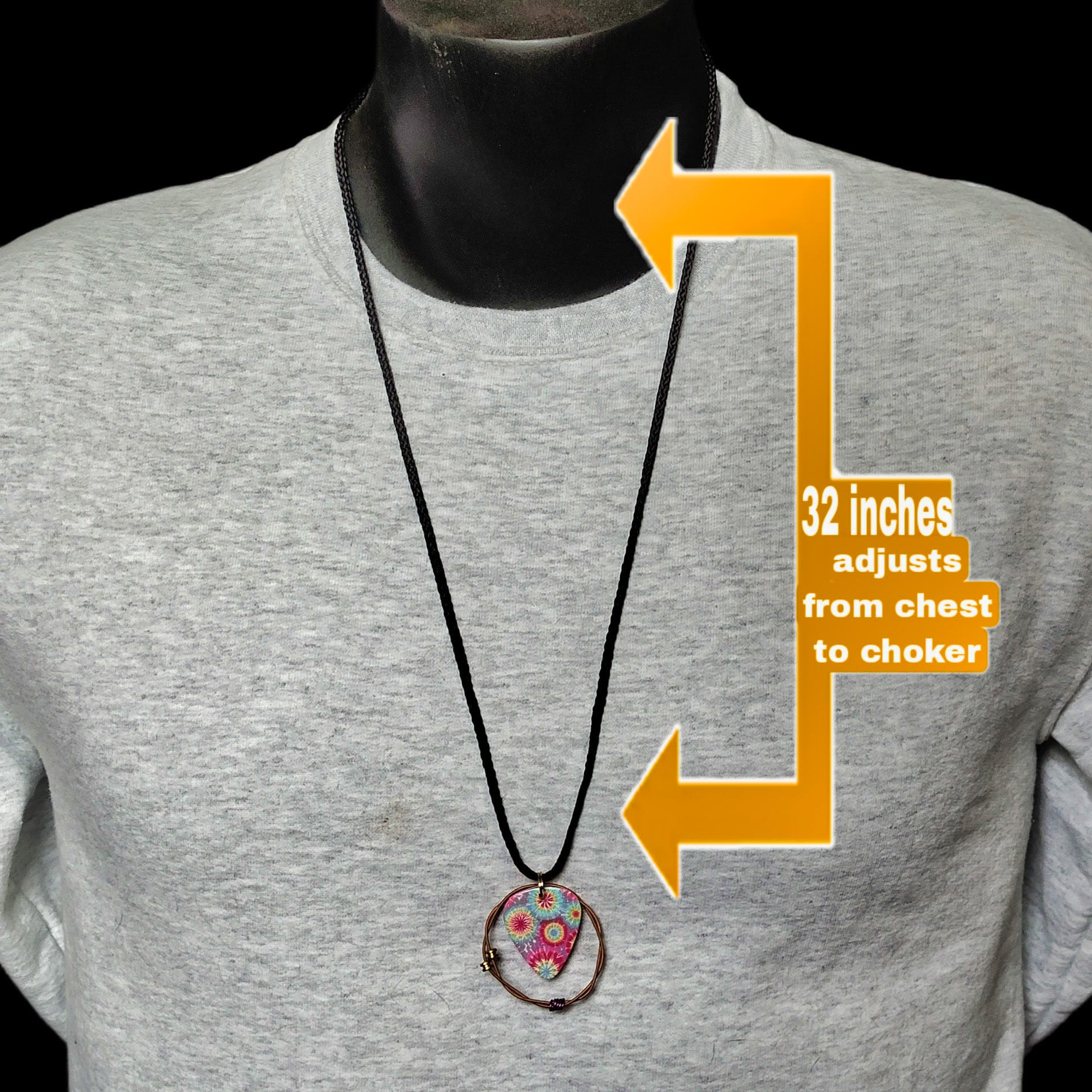 Tie-Dye "Fireworks" Guitar String Necklace - Image 3