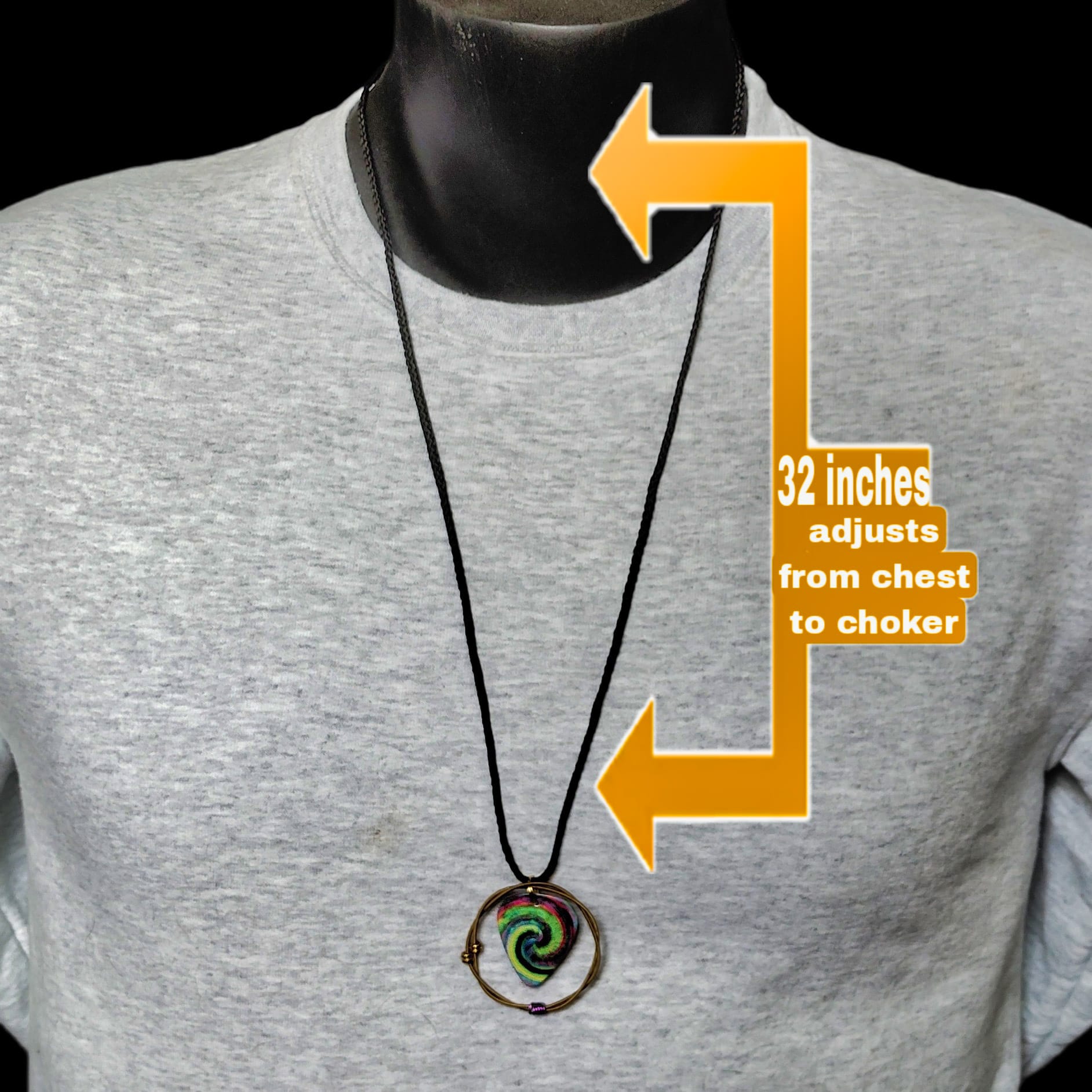 Tie-Dye Guitar String Necklace in Green - Image 3