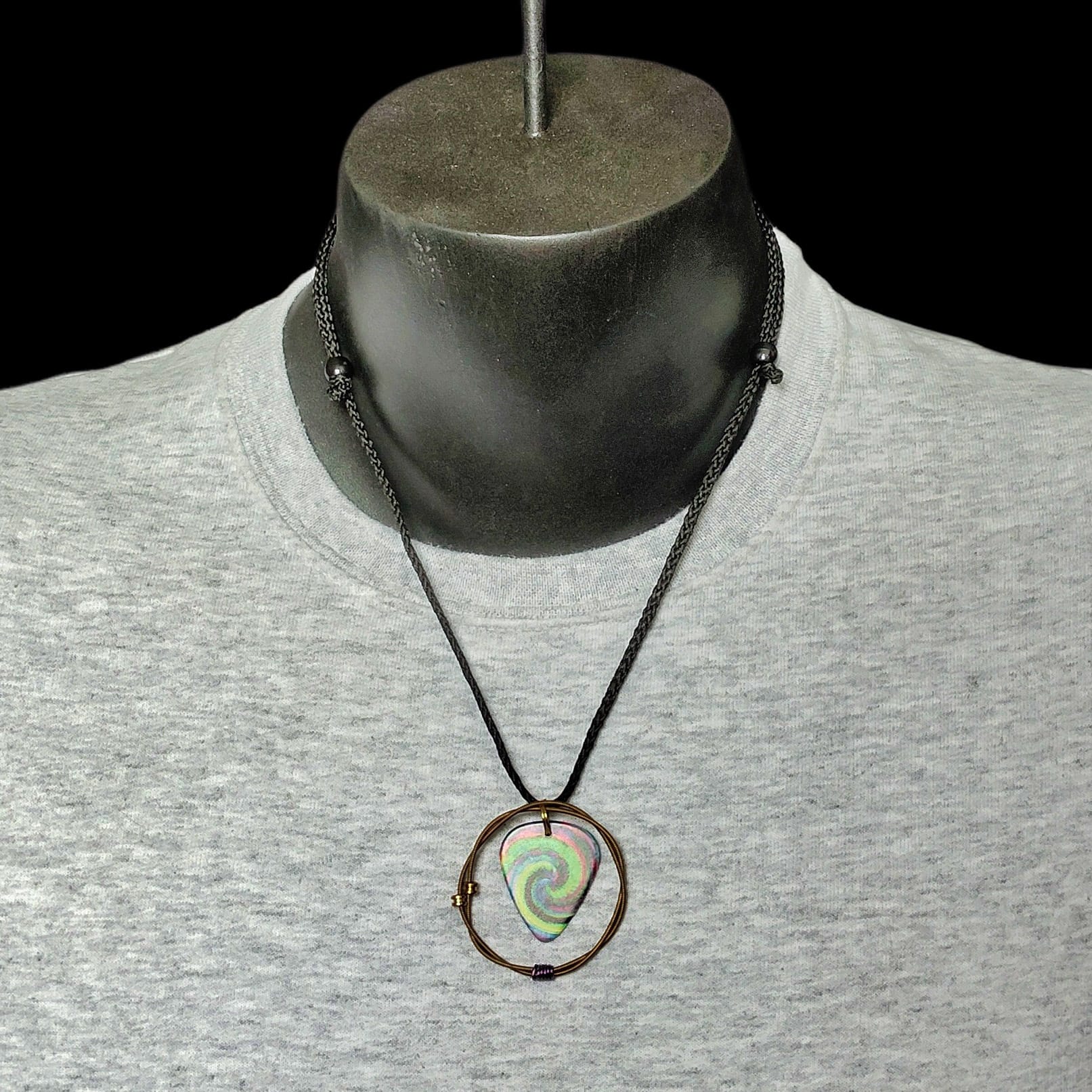 Tie-Dye Guitar String Necklace in Green - Image 4