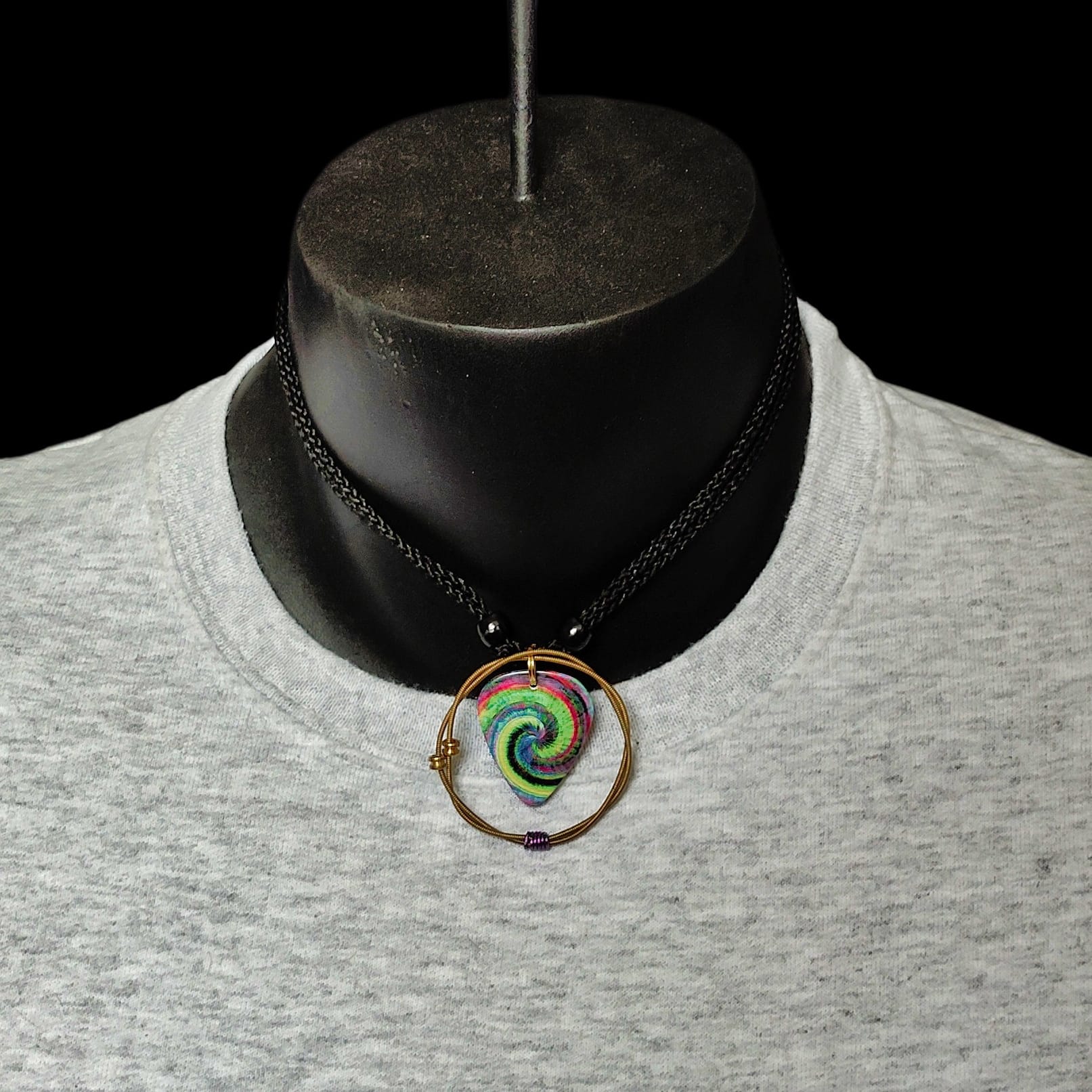 Tie-Dye Guitar String Necklace in Green - Image 5