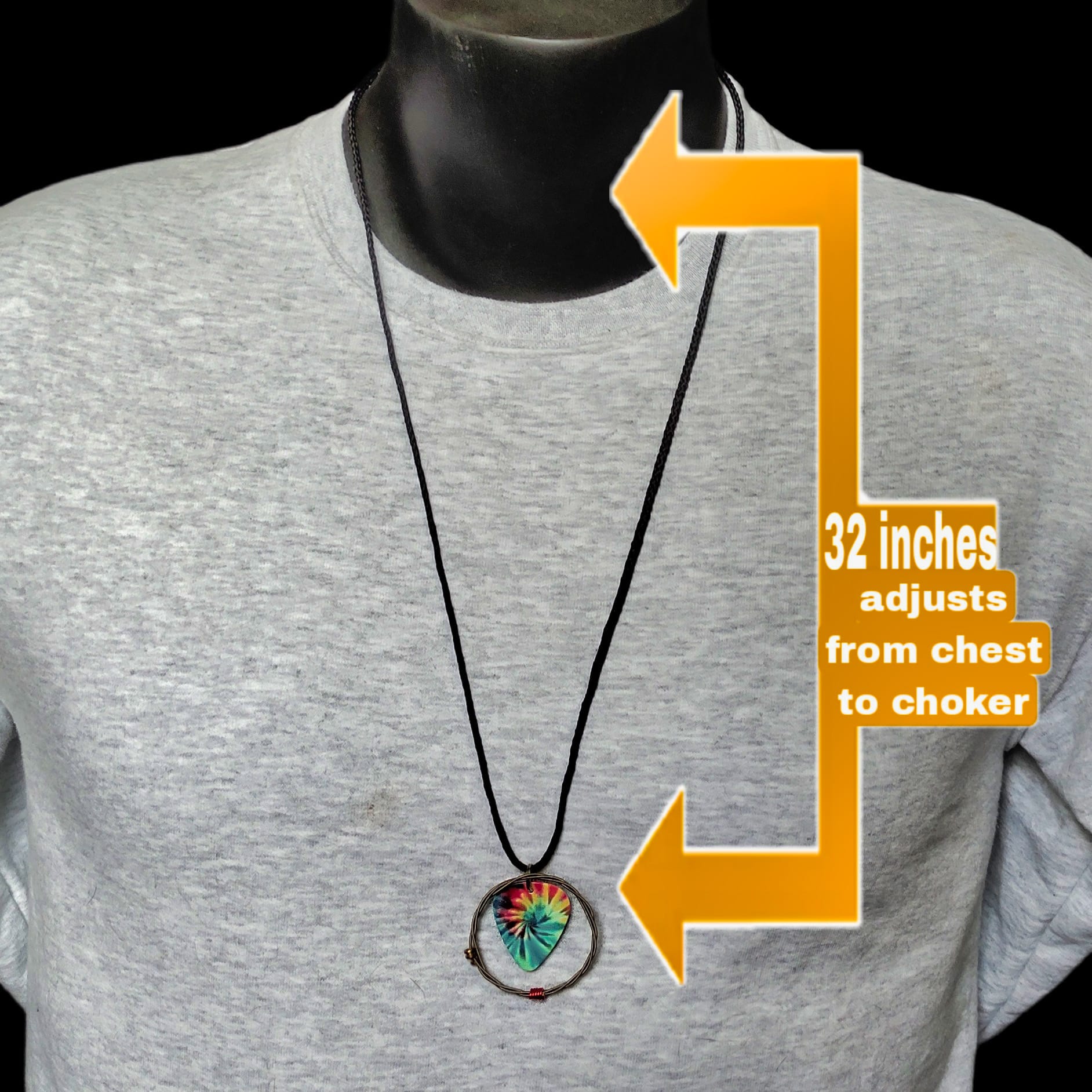 Tie-Dye Guitar String Necklace in Orange - Image 3