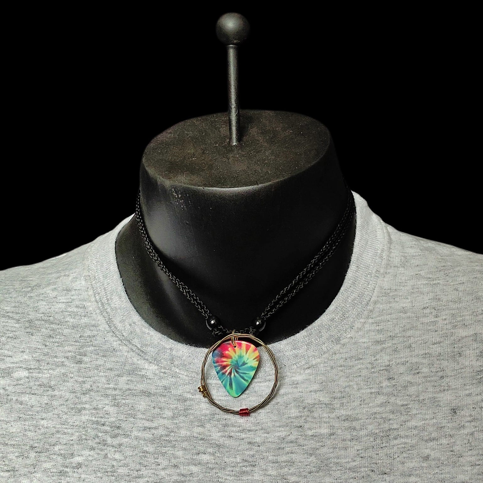 Tie-Dye Guitar String Necklace in Orange - Image 5