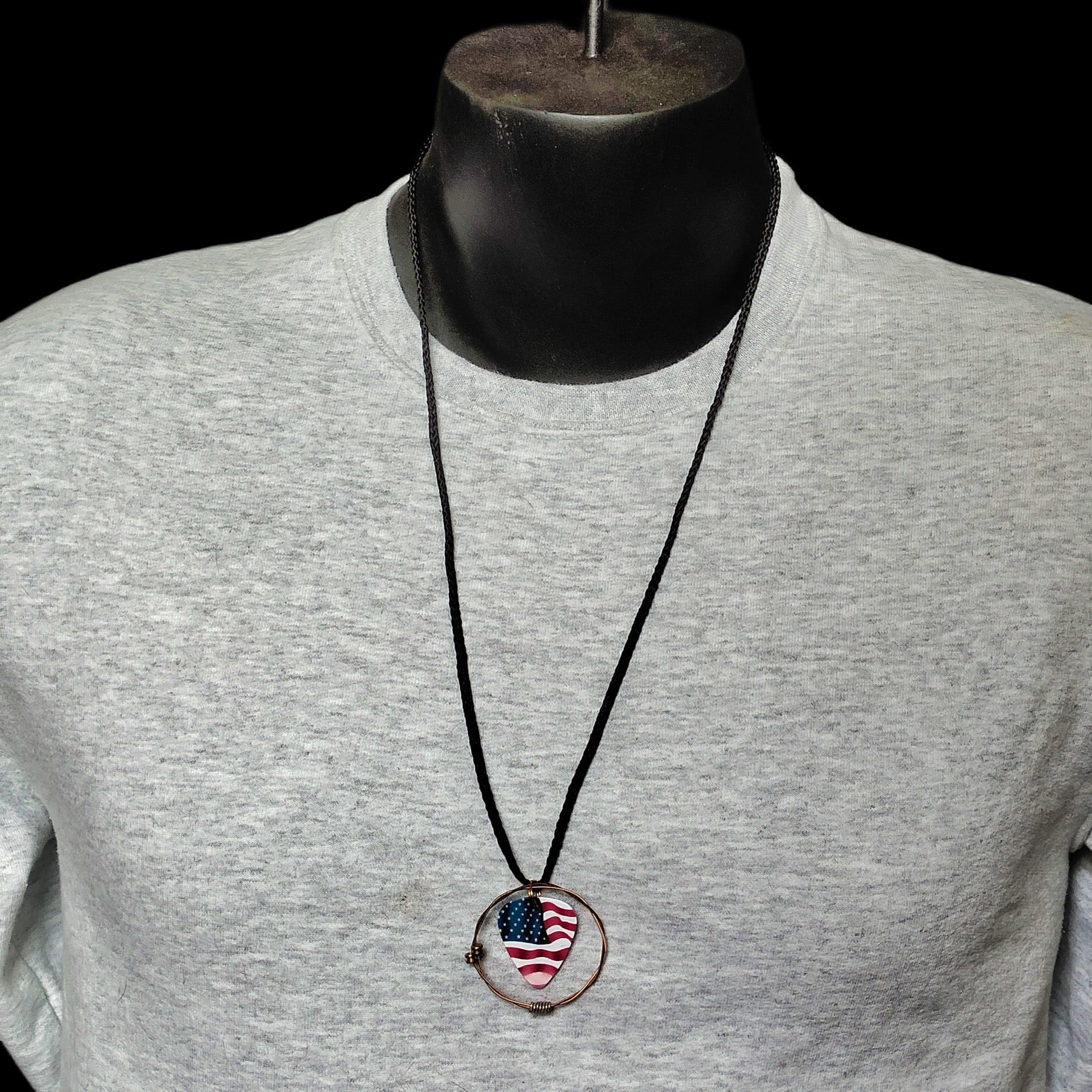 American Flag Guitar String Necklace