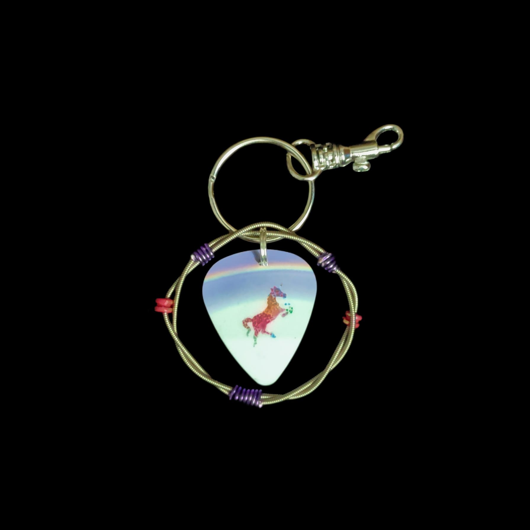 Unicorn Guitar String Keychain - Restrumed.com - Upcycled Guitar String ...