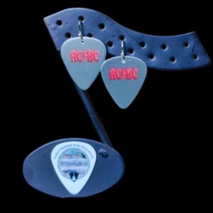 ACDC Volt Guitar Pick Earrings in Grey