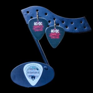 ACDC Guitar Pick Earrings with Rock and Roll Train