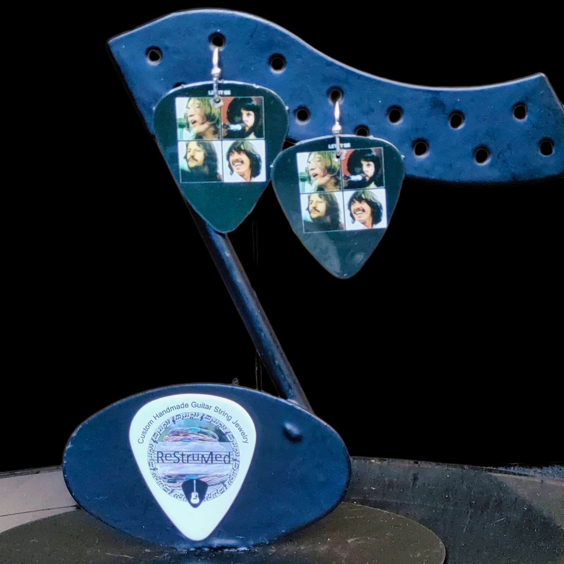 The Beatles "Let it Be" Guitar Pick Earrings - Image 6