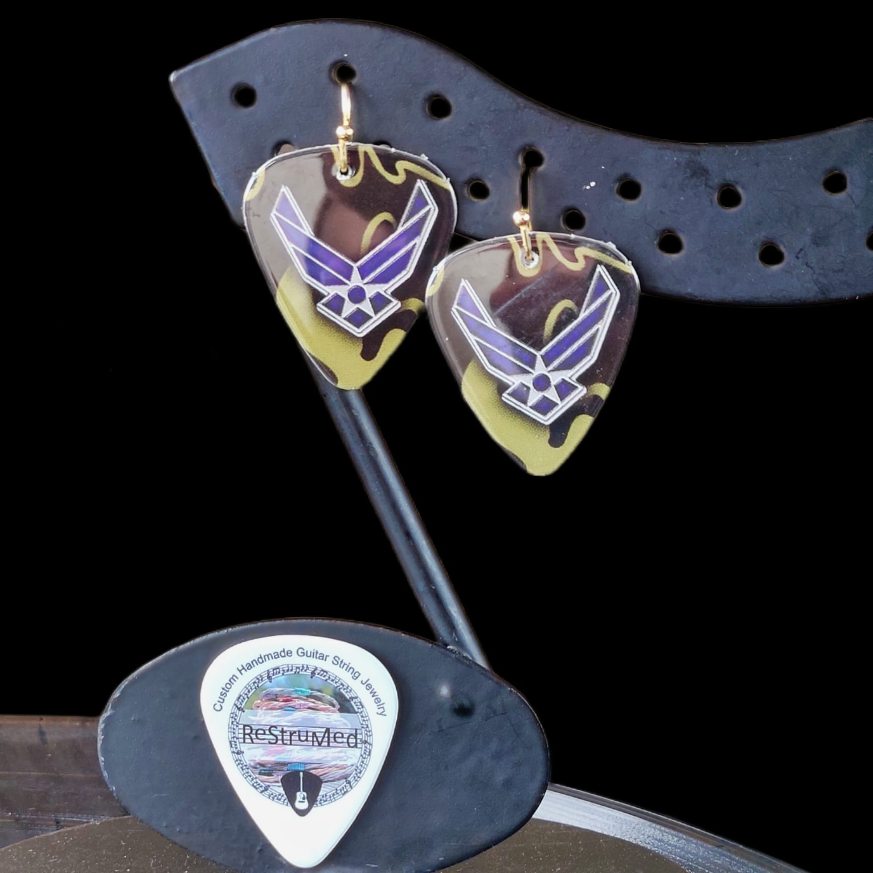 US Air Force Guitar Pick Earrings - Image 8