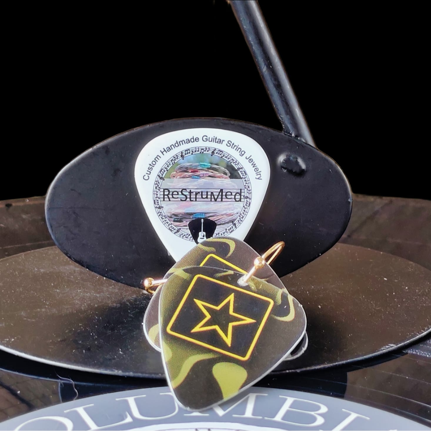 USA Army Guitar Pick Earrings - Image 12