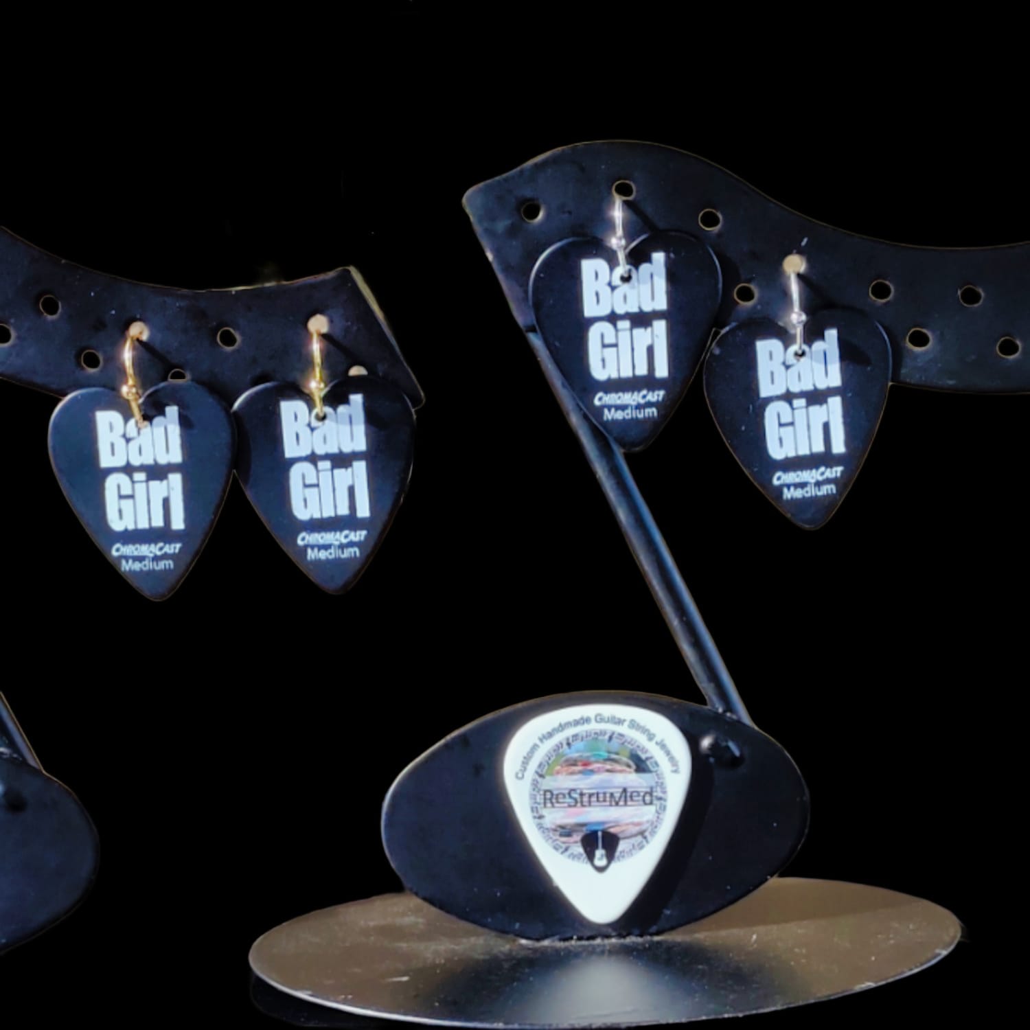 Bad Girl Guitar Pick Earrings - Image 2