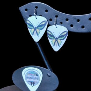 Green Butterfly Guitar Pick Earrings