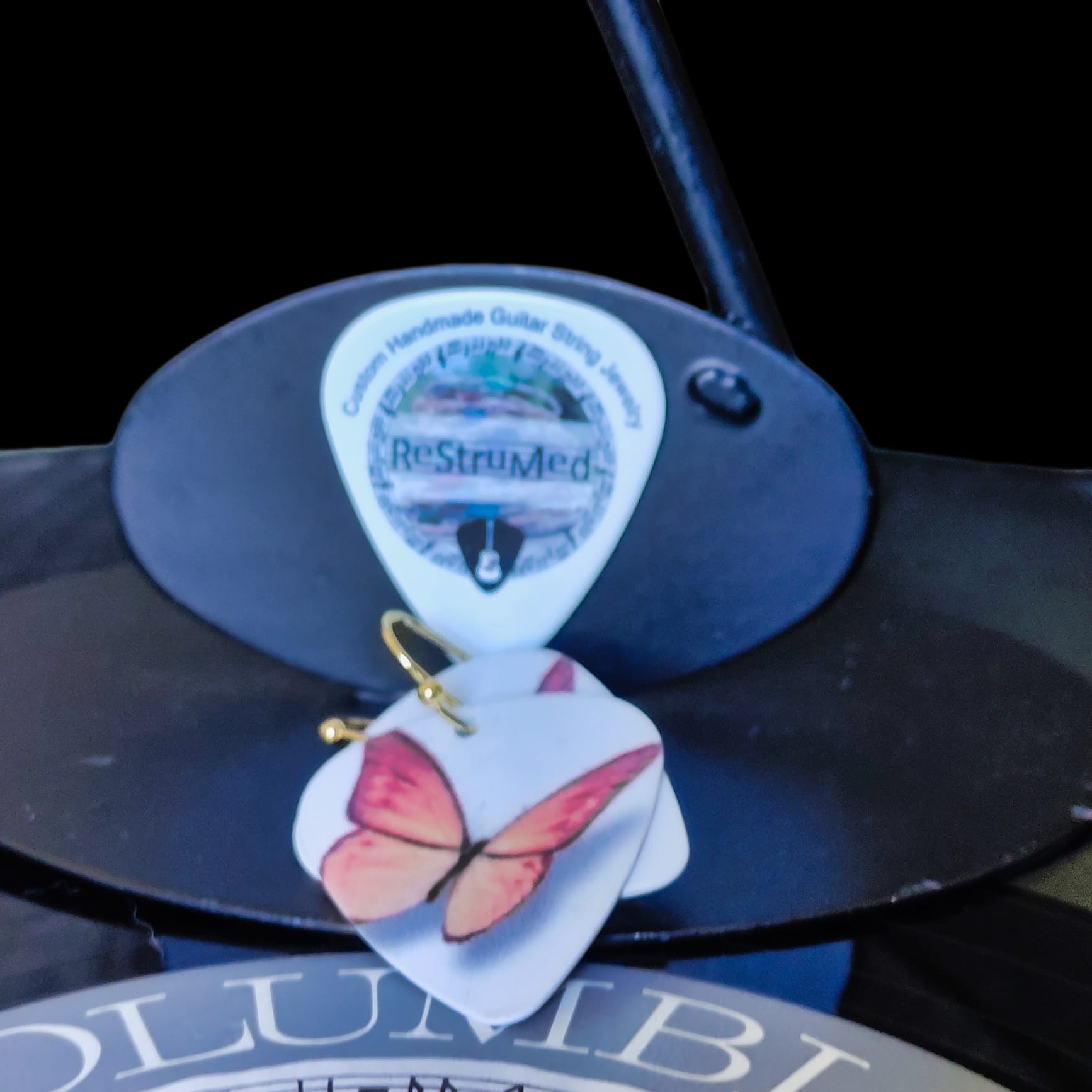 Butterfly Guitar Pick Earrings in Peach - Image 12