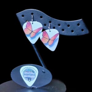 Butterfly Guitar Pick Earrings in Peach