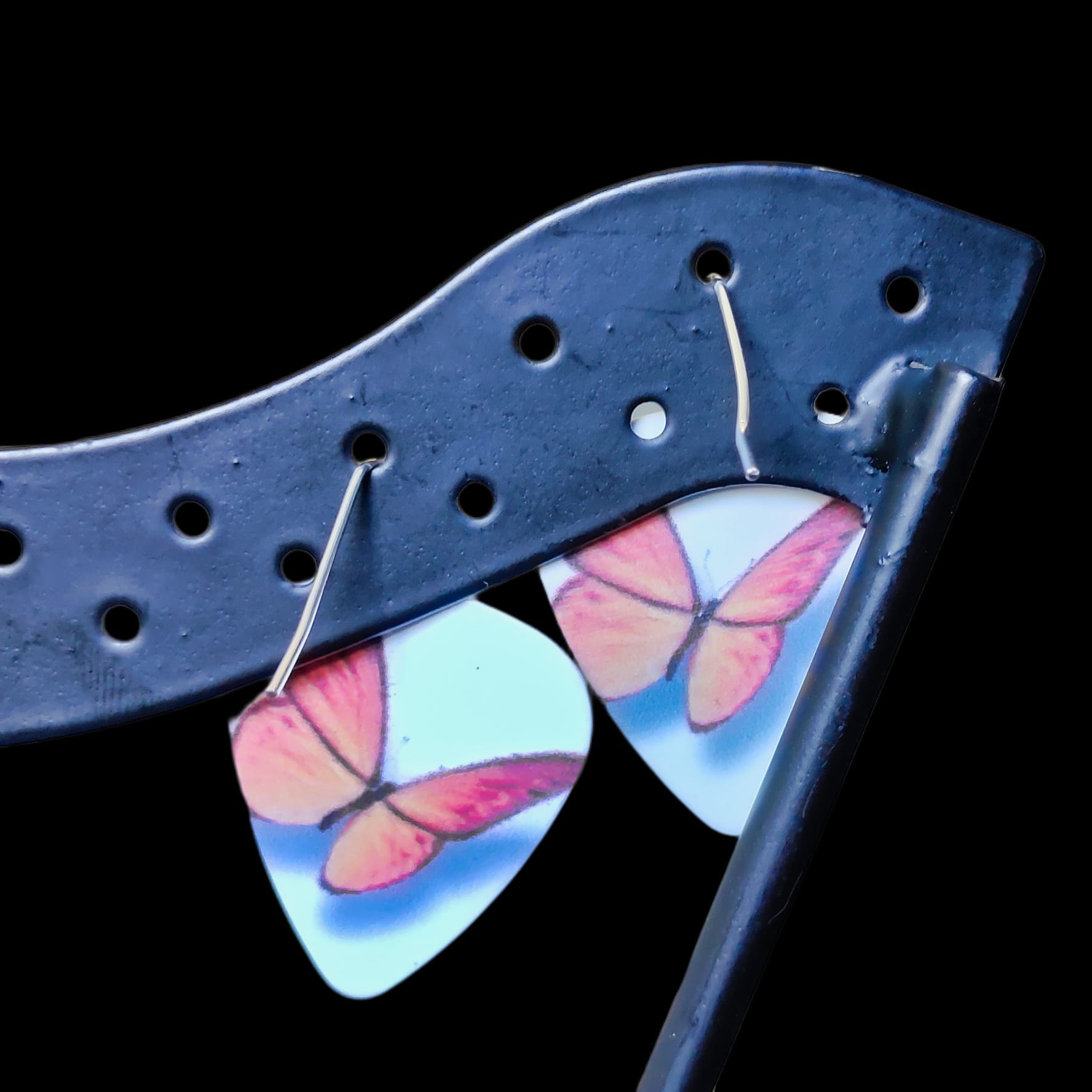 Butterfly Guitar Pick Earrings in Peach - Image 5