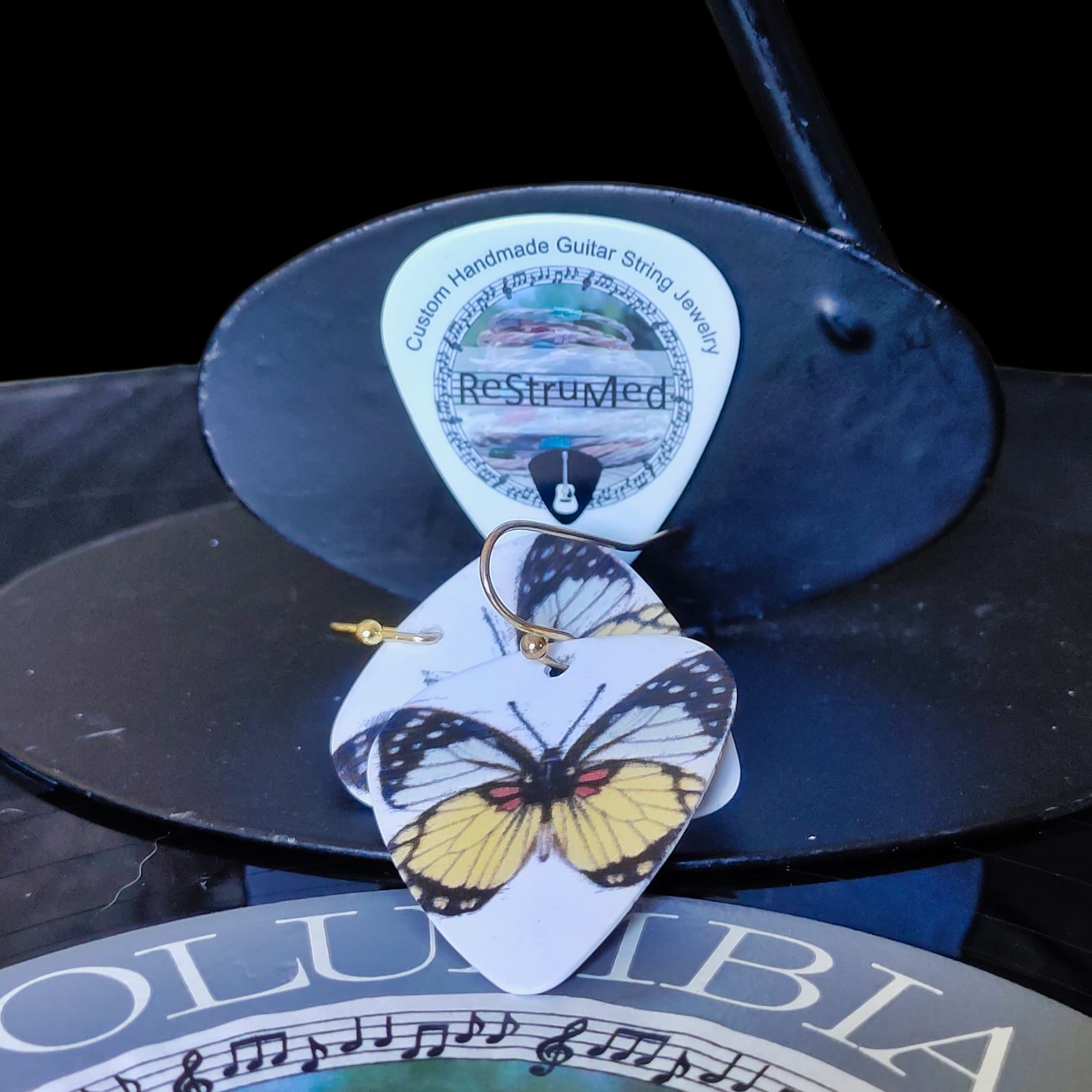 Butterfly Guitar Pick Earrings in yellow and black - Image 12