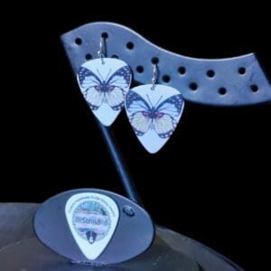 Butterfly Guitar Pick Earrings in yellow and black