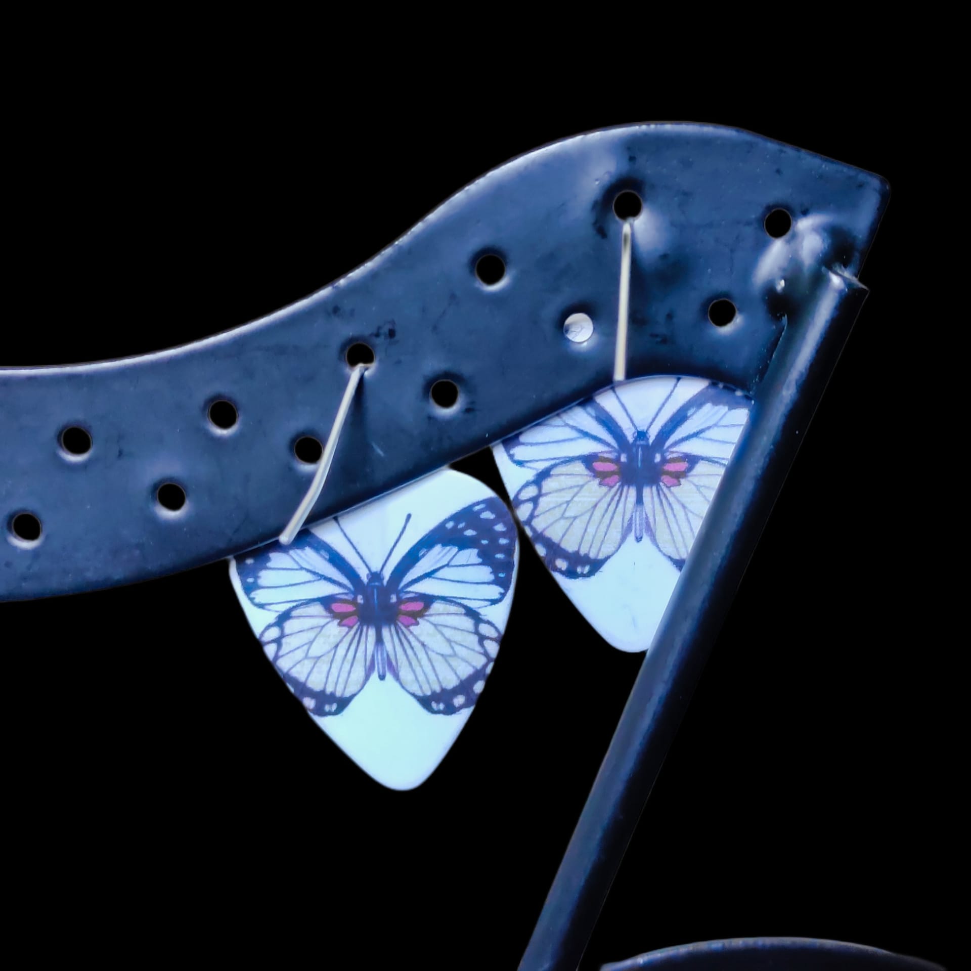 Butterfly Guitar Pick Earrings in yellow and black - Image 5