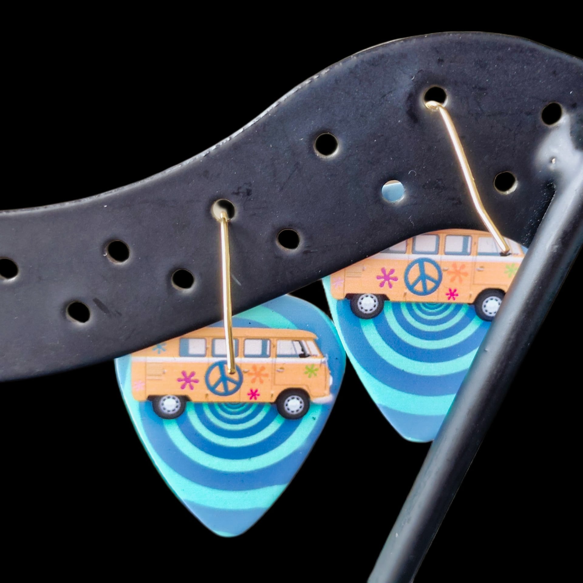 Hippie Bus Guitar Pick Earrings - Image 10