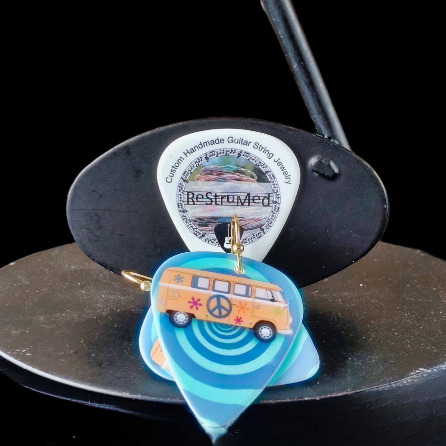 Hippie Bus Guitar Pick Earrings - Image 12