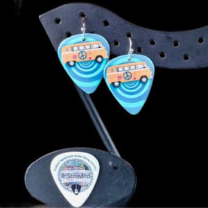 Hippie Bus Guitar Pick Earrings
