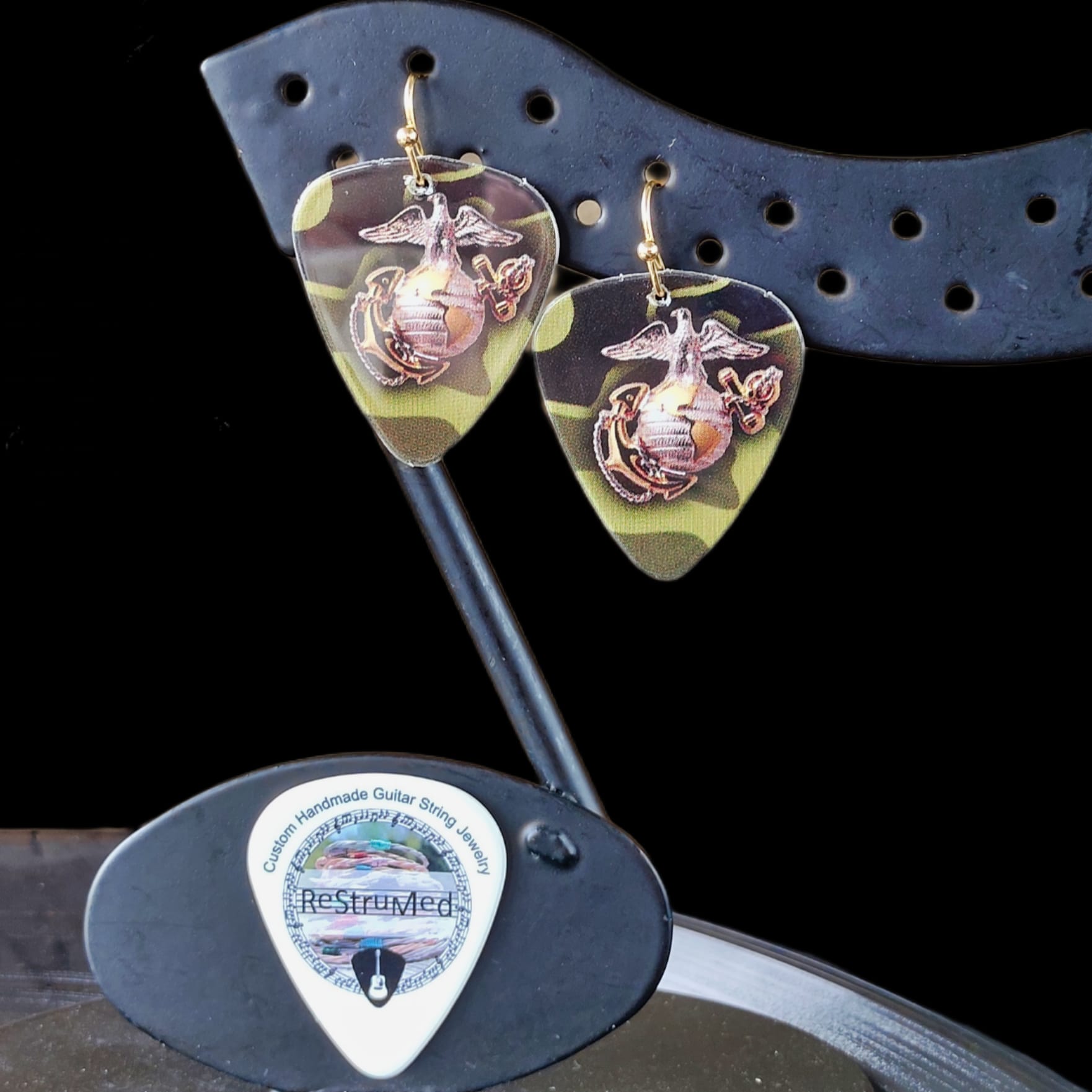 US Marines Guitar Pick Earrings - Image 8