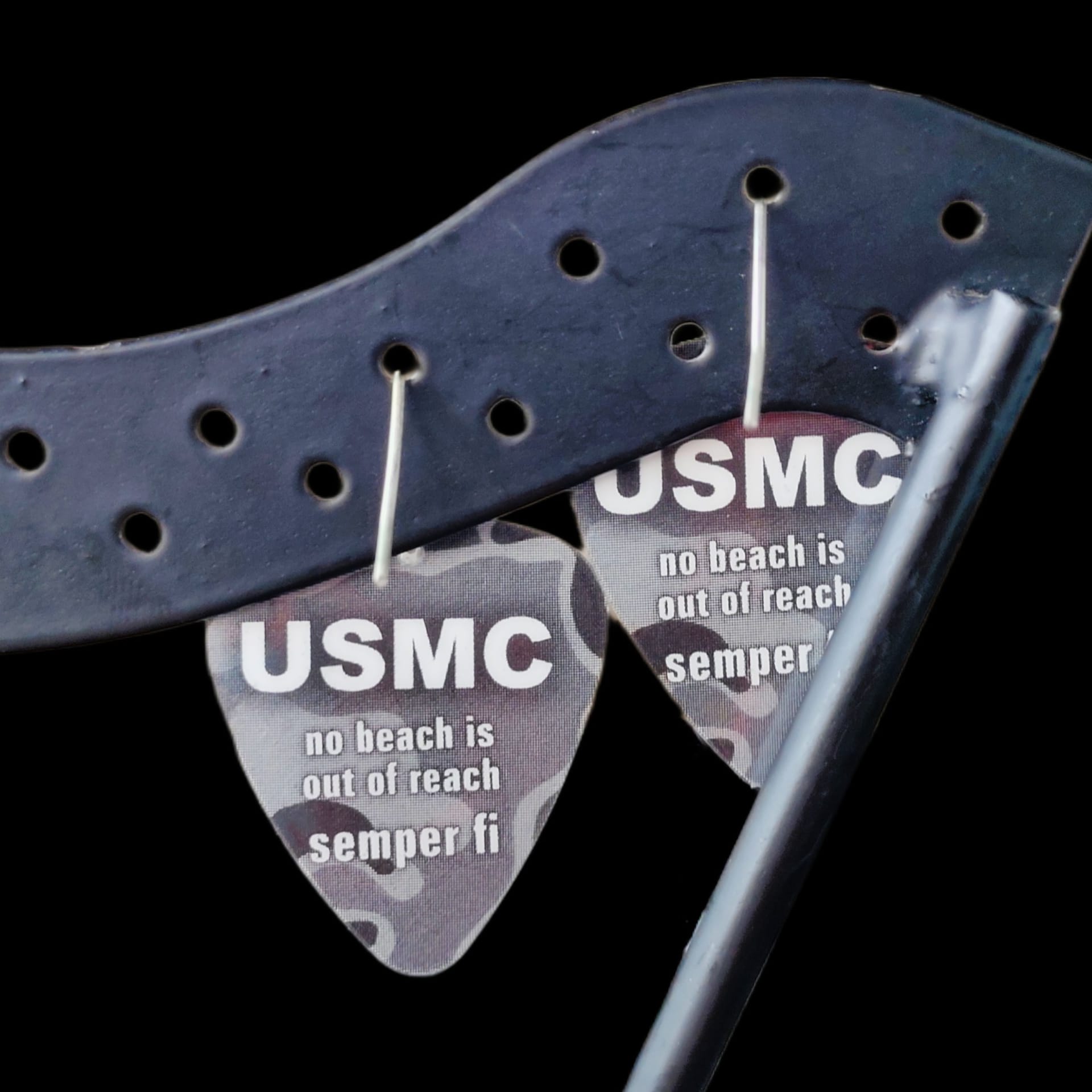 US Marines Guitar Pick Earrings - Image 5