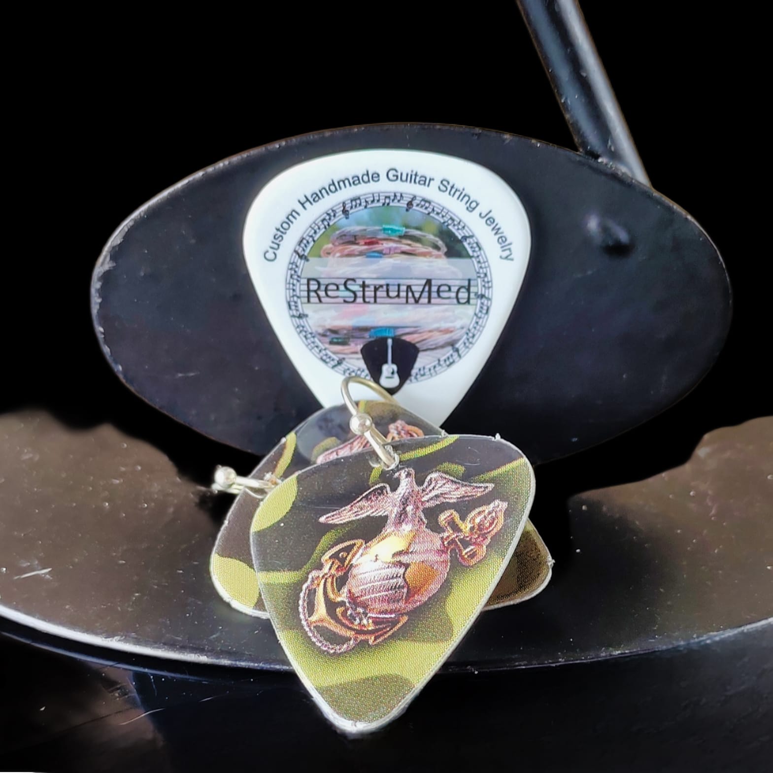 US Marines Guitar Pick Earrings - Image 7