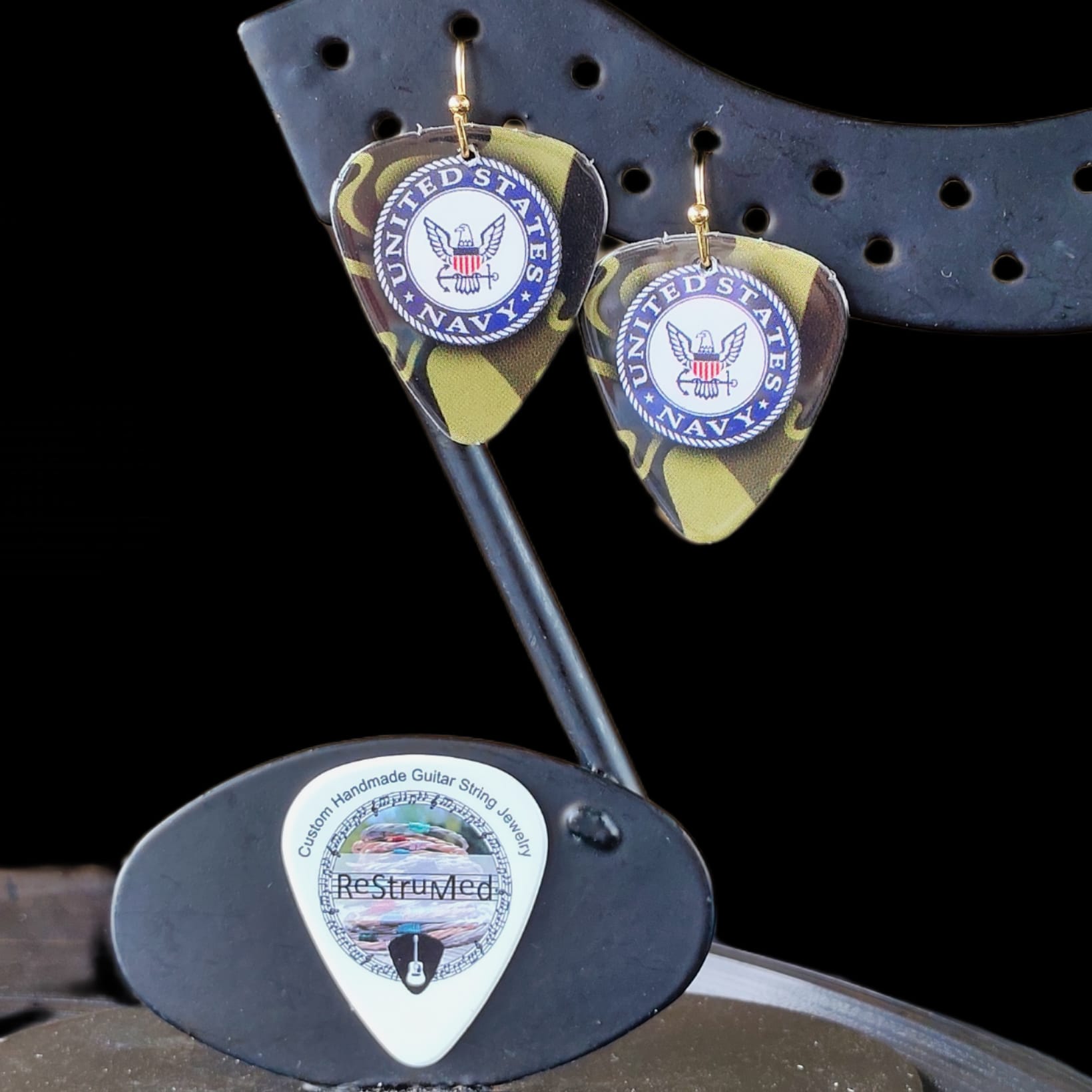 US Navy Guitar Pick Earrings - Image 8