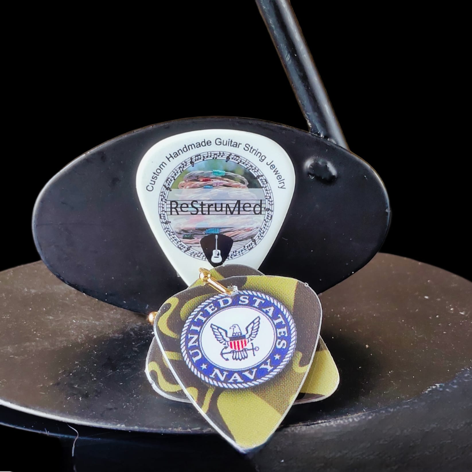 US Navy Guitar Pick Earrings - Image 12