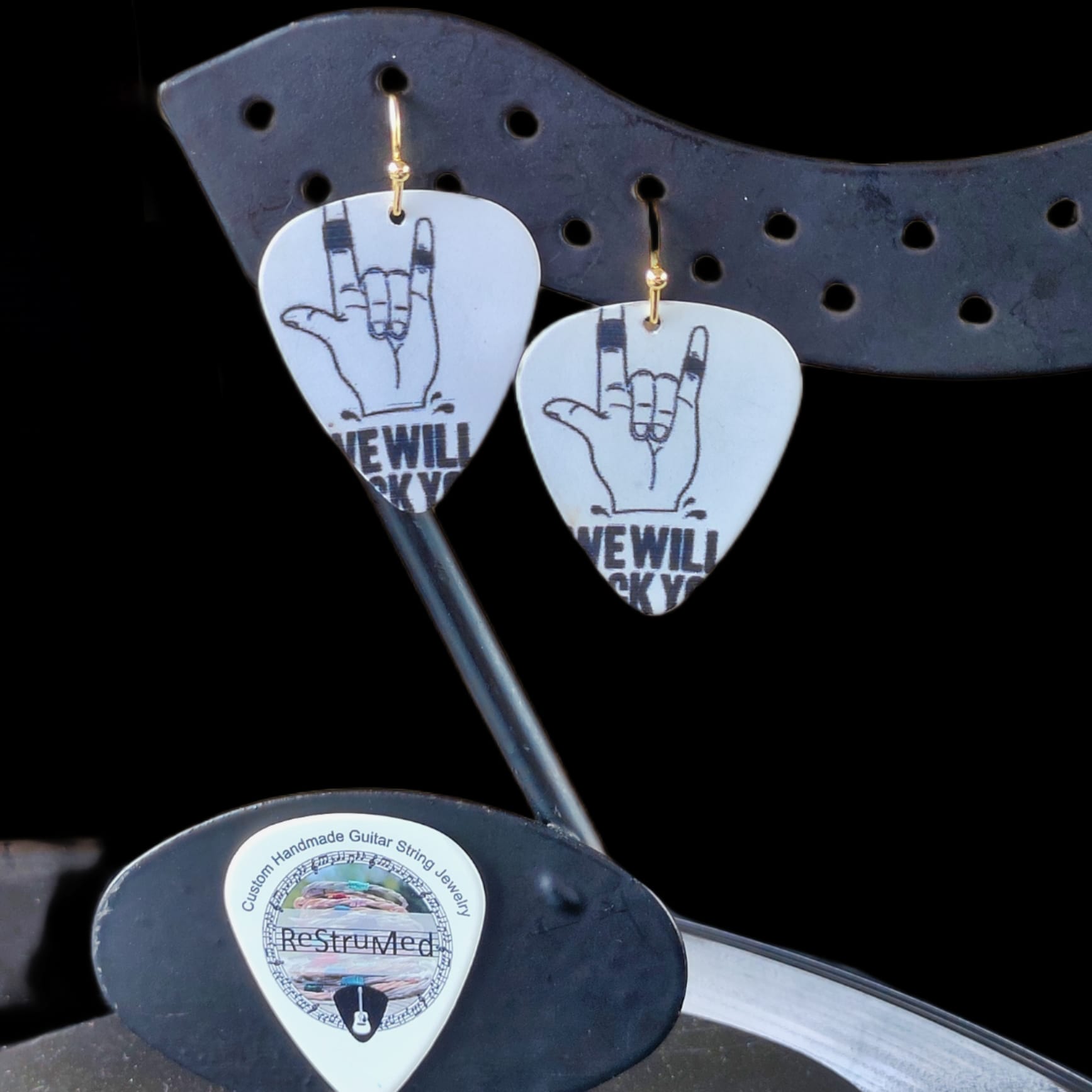 "We Will Rock You" Guitar Pick Earrings - Image 8